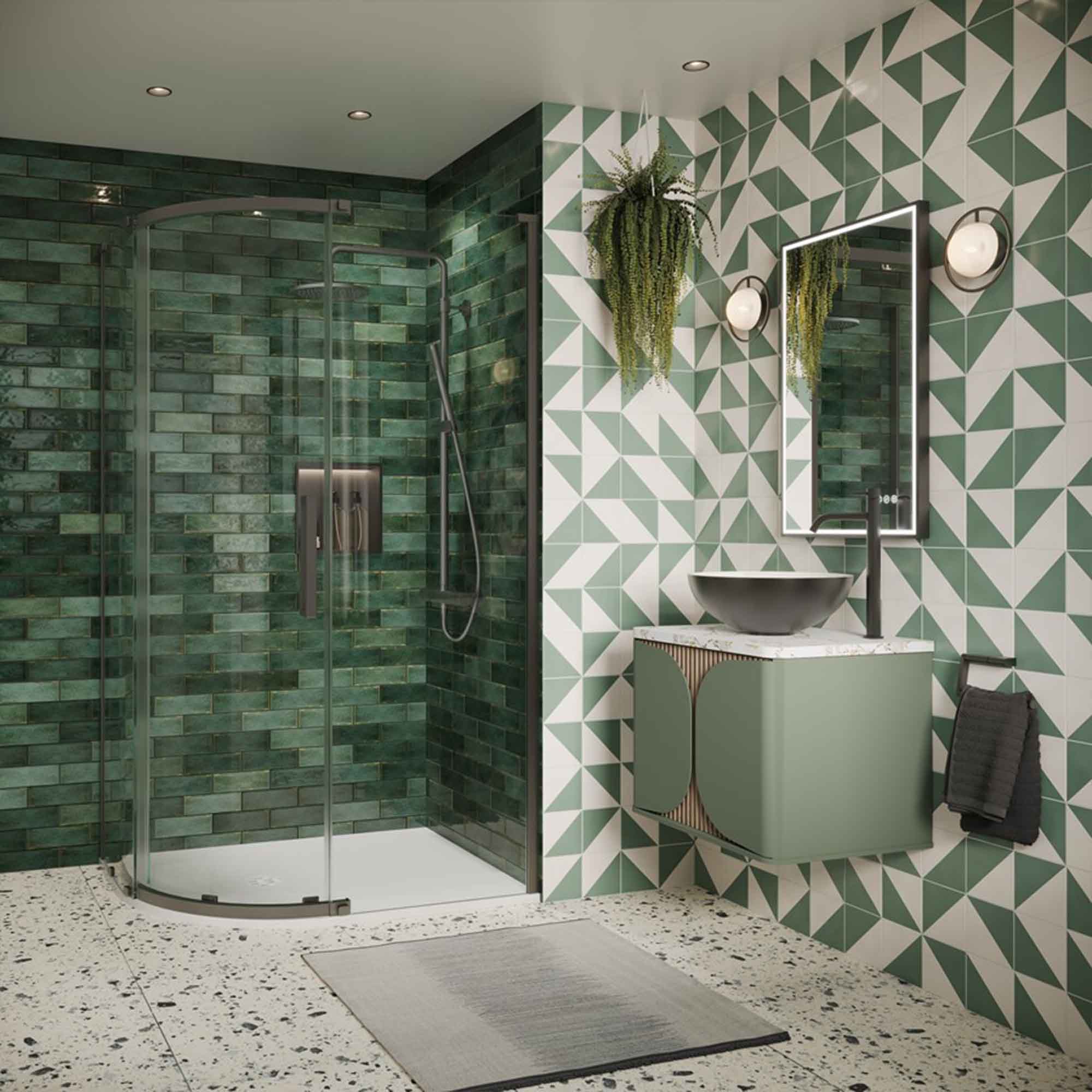 crosswater asura offset quadrant shower door open slate