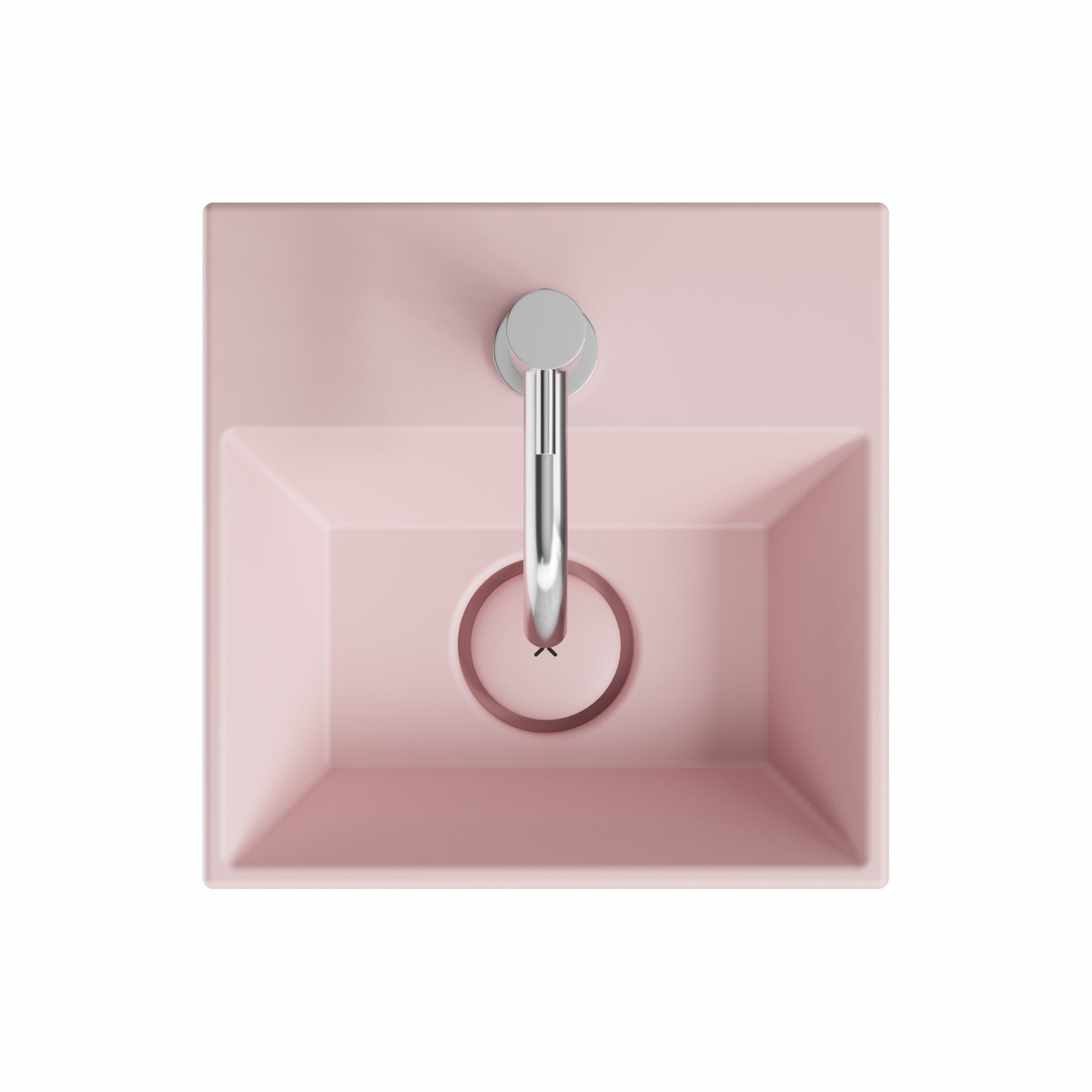 crosswater beck cloakroom basin with waste 300x300mm matt pink