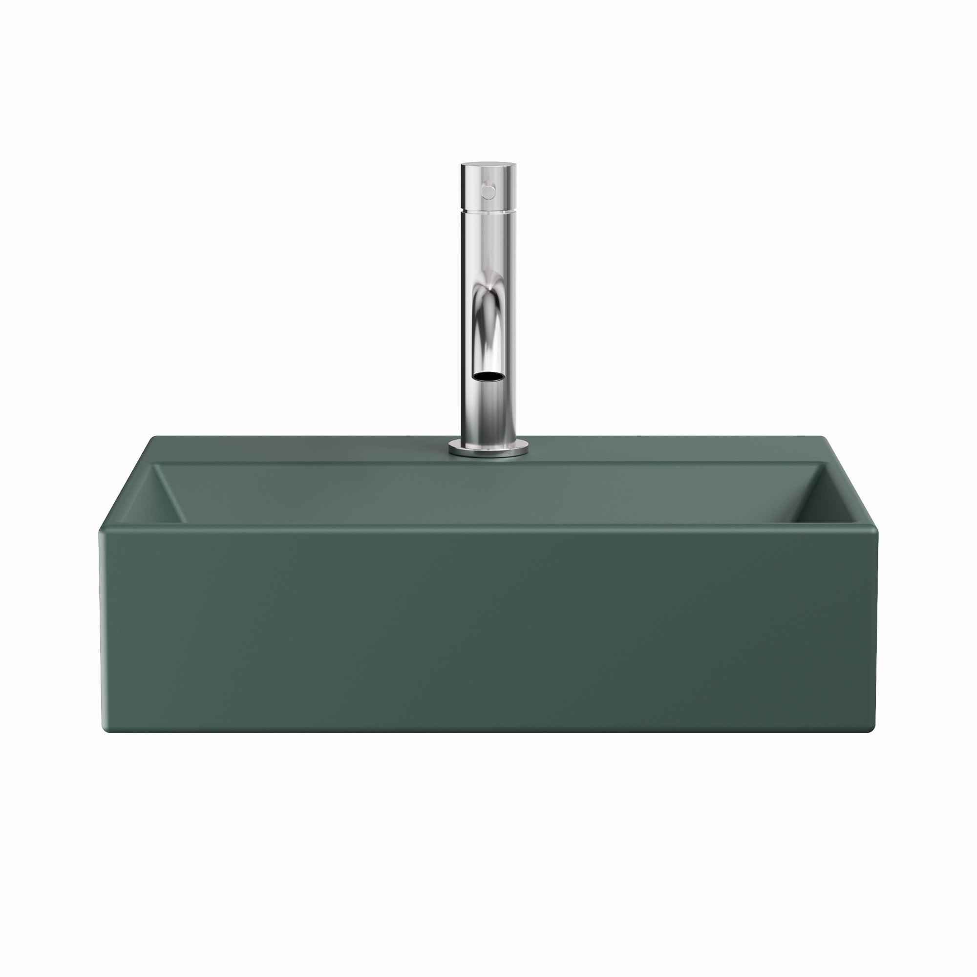 crosswater beck cloakroom basin with waste 400x300mm matt green