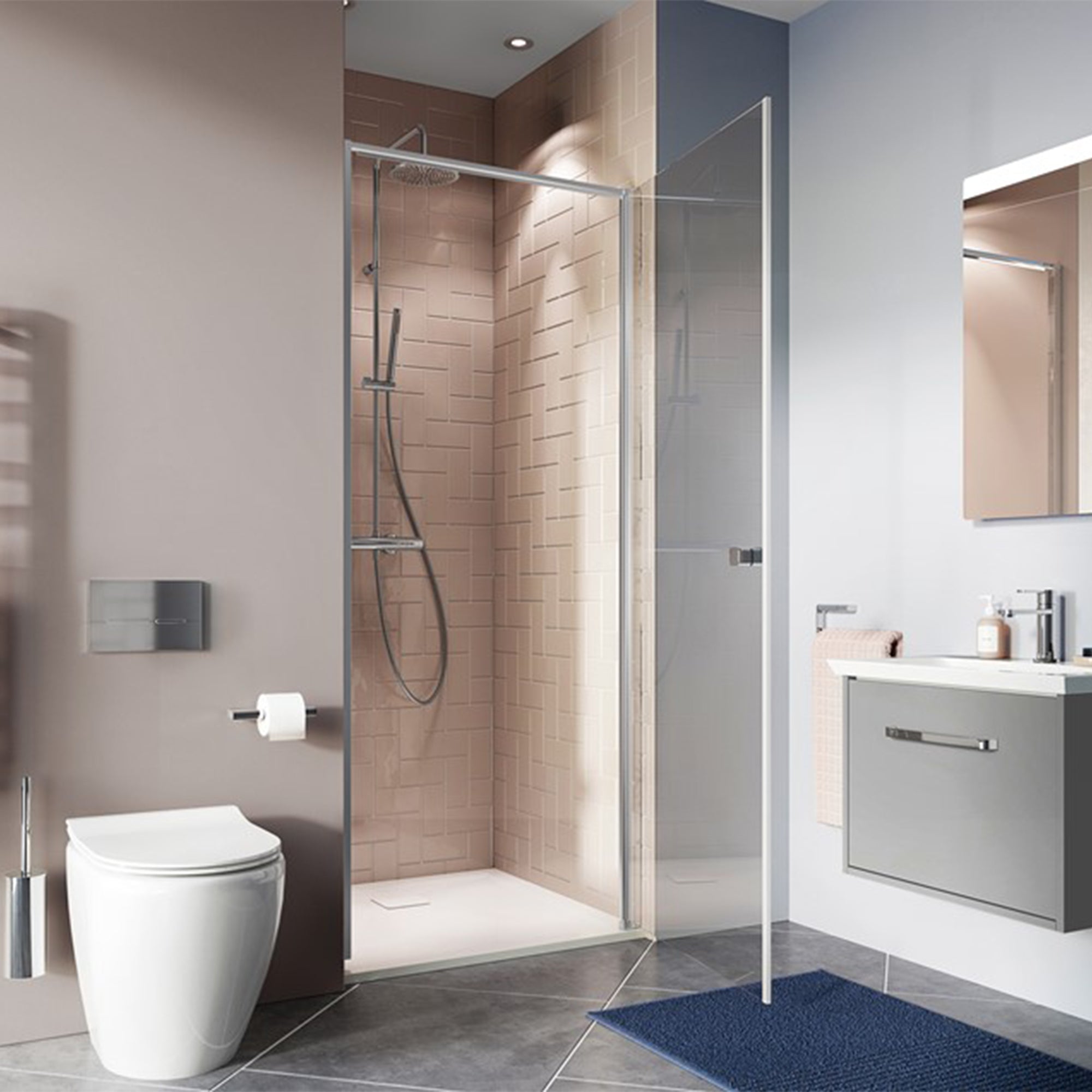 Crosswater Clear 6 Hinged Shower Door & Optional Side Panel - Silver