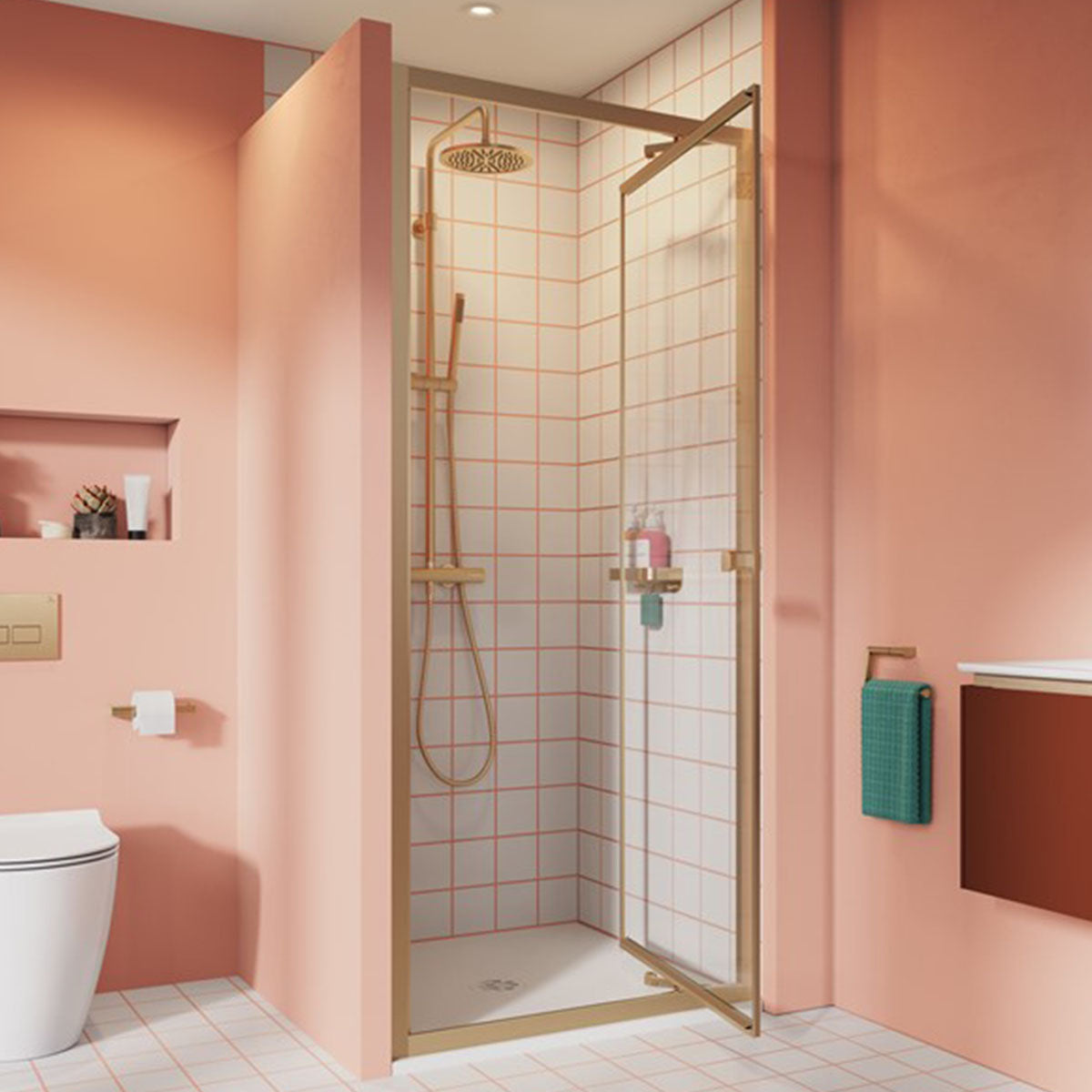 crosswater clear 6 infold door brushed brass