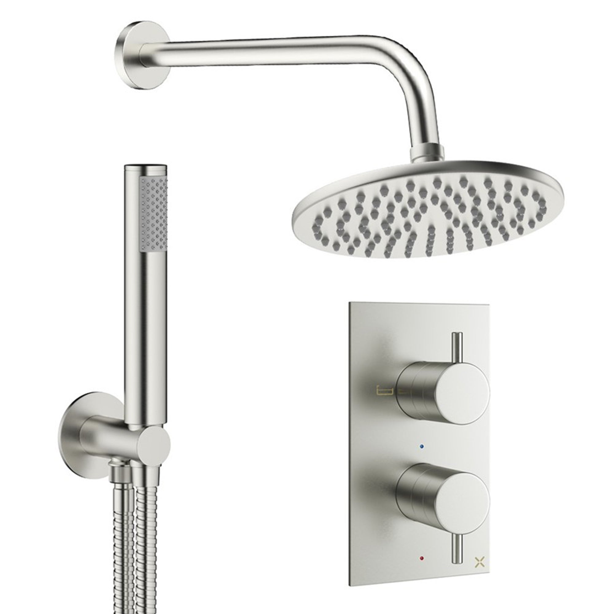 crosswater design shower set 3 200mm brushed nickel