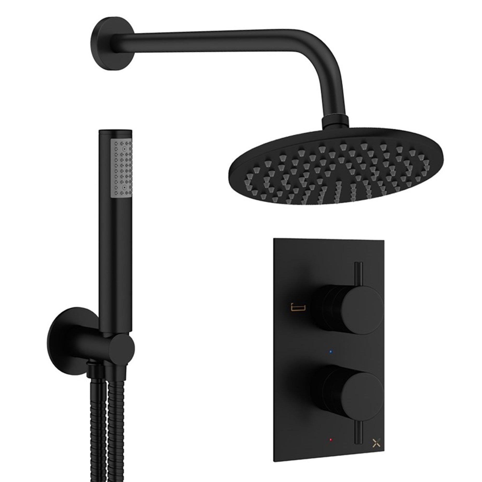 crosswater design shower set 3 200mm matt black