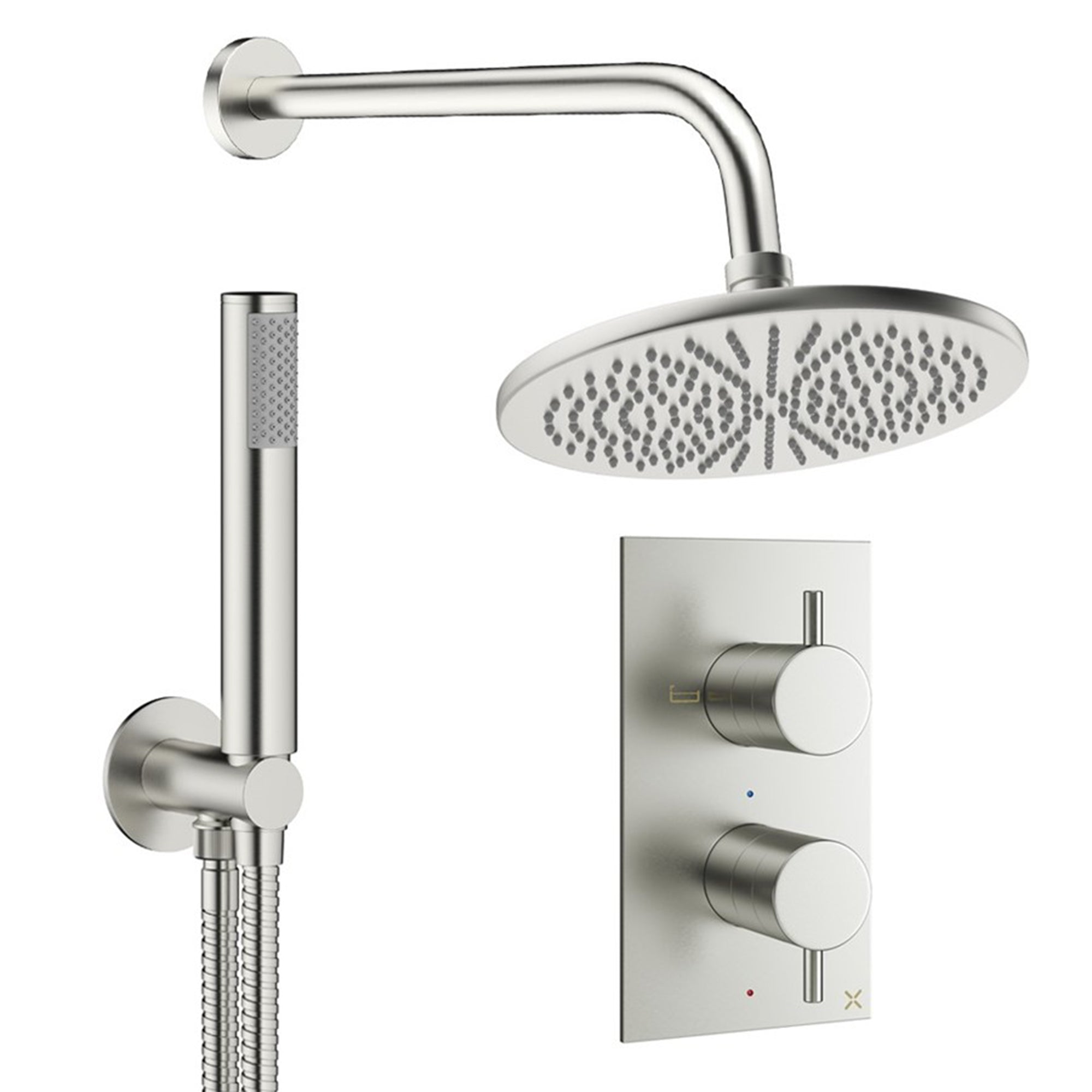 crosswater design shower set 3 300mm brushed nickel