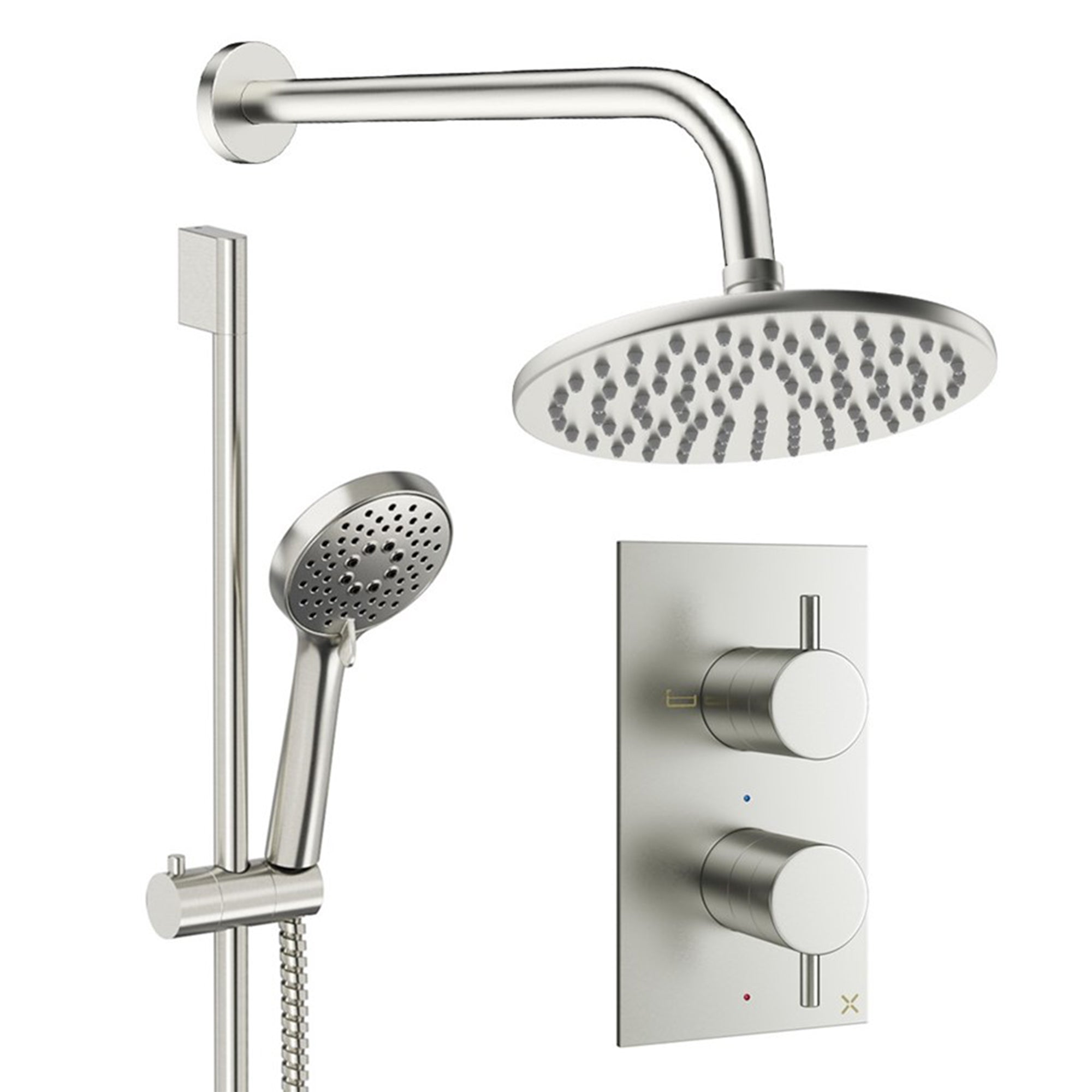 crosswater design shower set 4 200mm brushed nickel