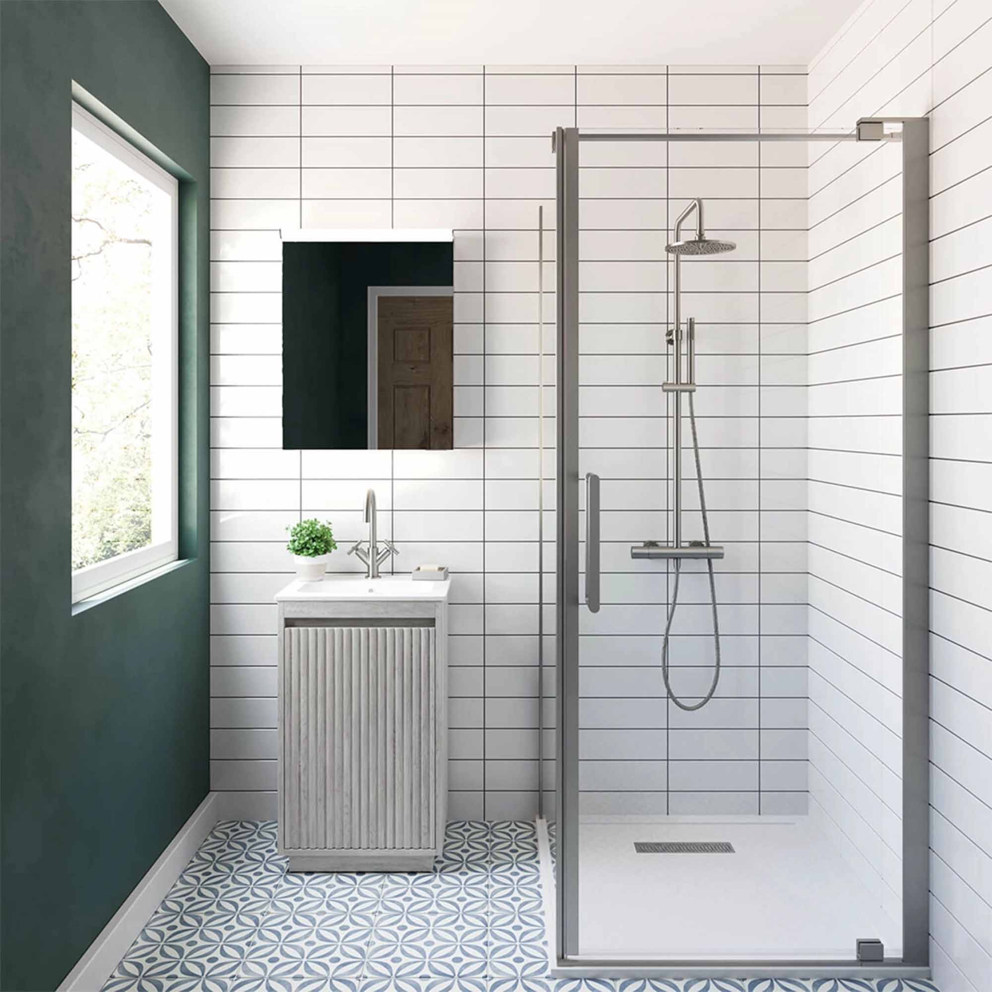 crosswater flute 470mm single drawer floorstanding vanity unit with ceramic basin navarra oak