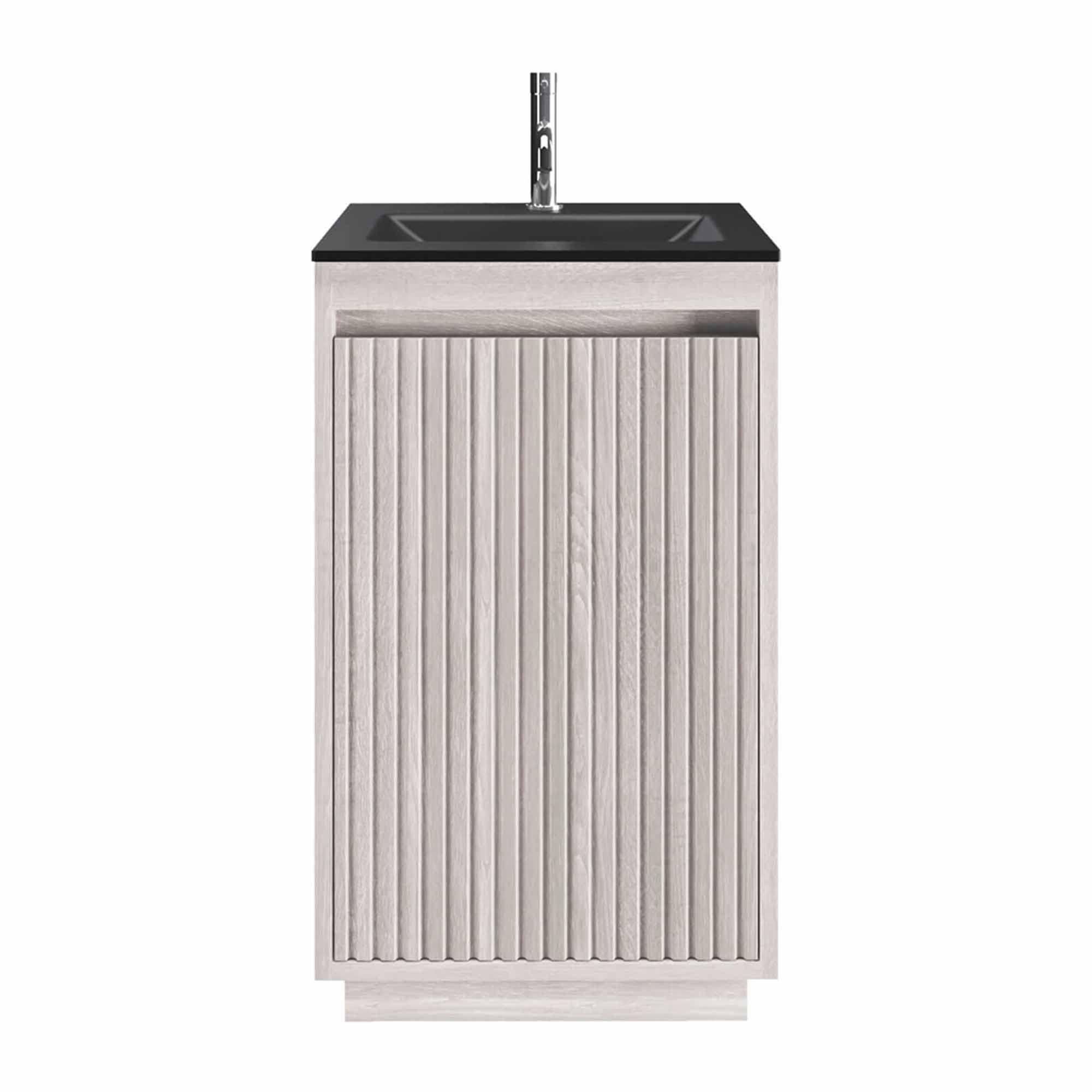 crosswater flute 470mm single drawer floorstanding vanity unit with midnight black glass basin navarra oak