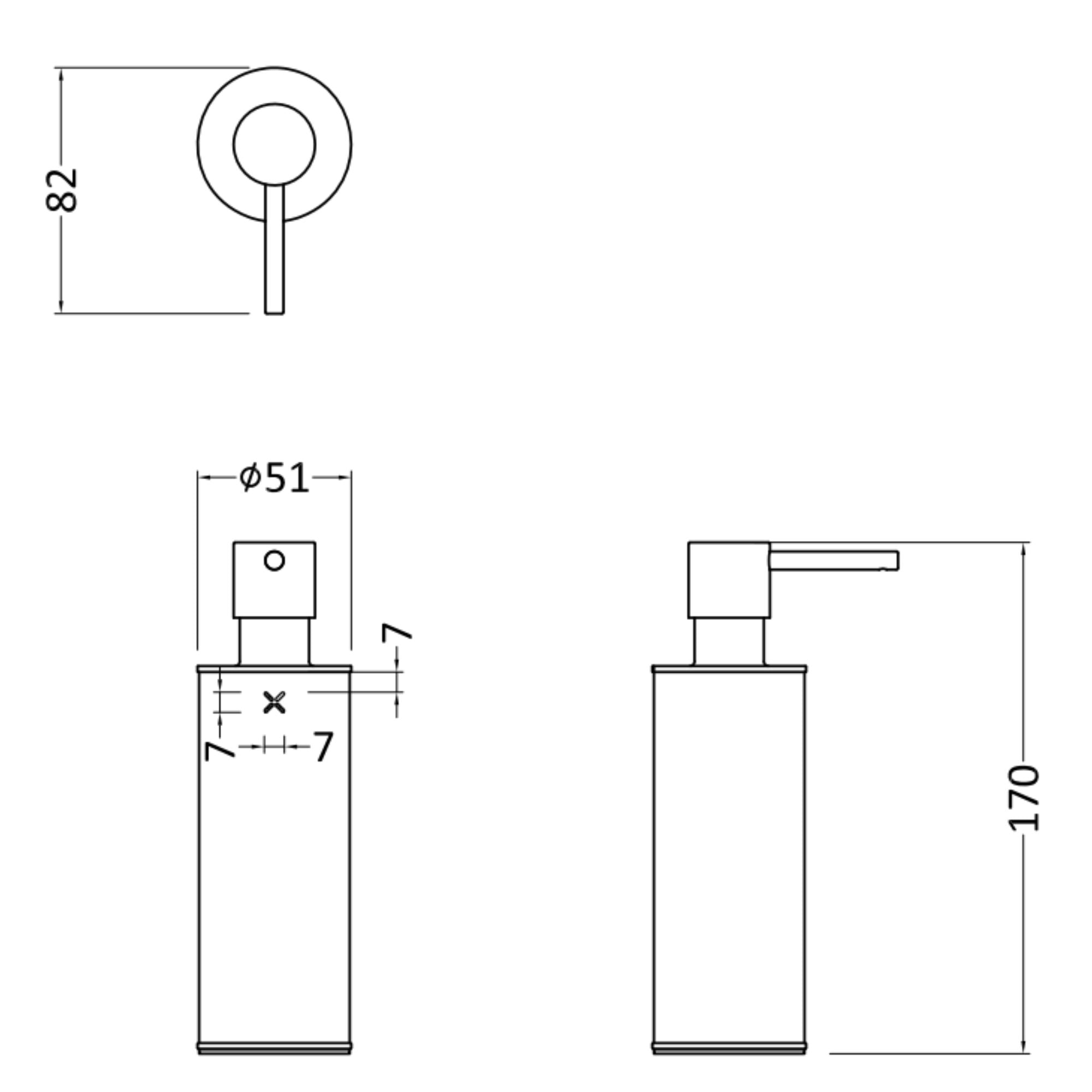 Crosswater MPRO Freestanding Soap Dispenser Technical Drawing