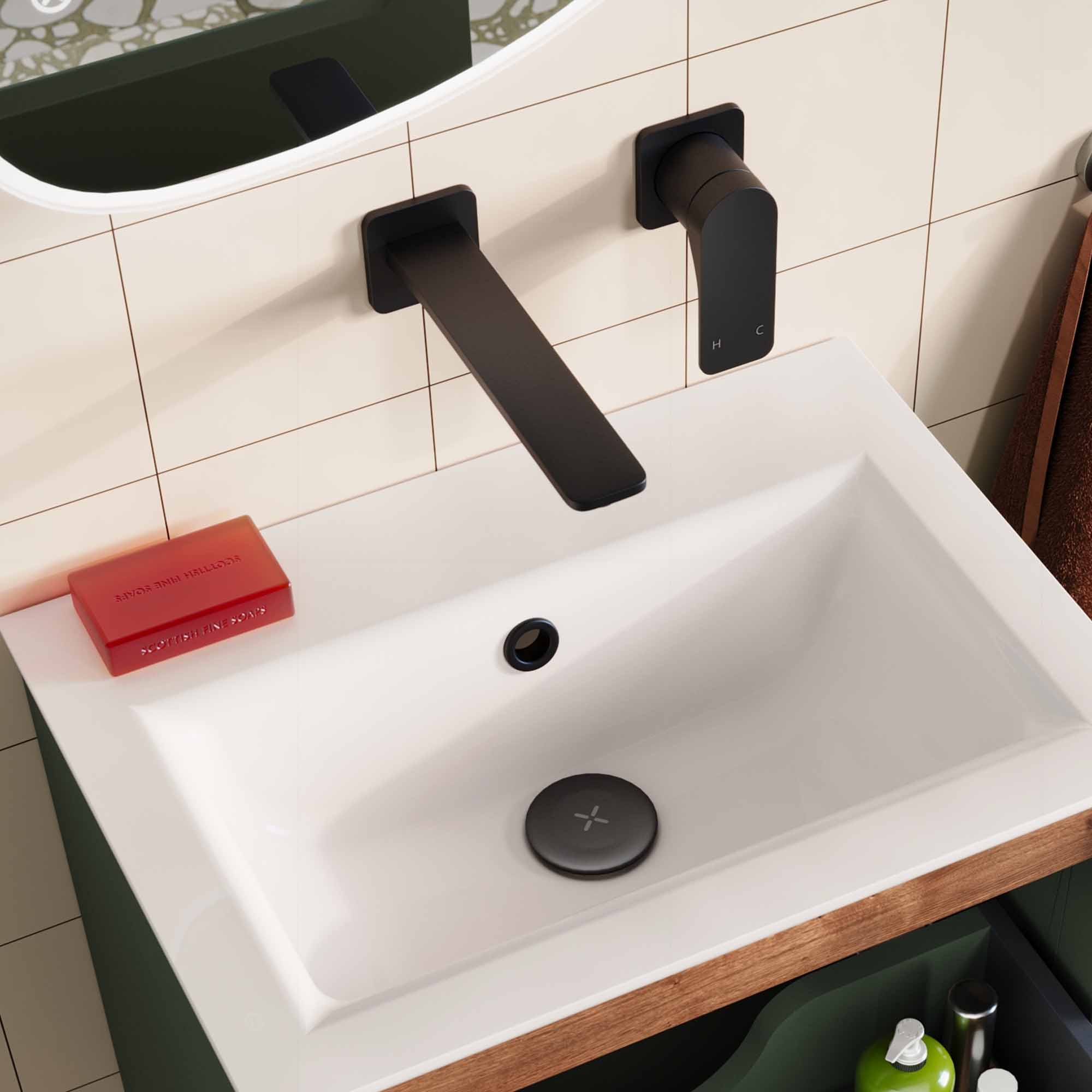 crosswater fuse 2 hole wall mounted basin mixer tap matt black
