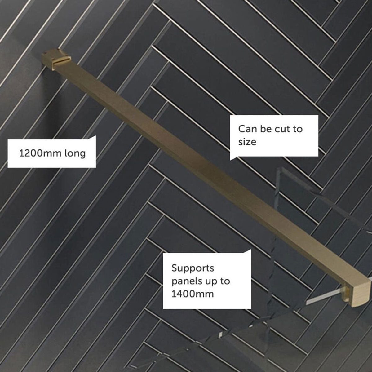 Granlusso 8 Clear Glass Wetroom Shower Screen - Brushed Gold