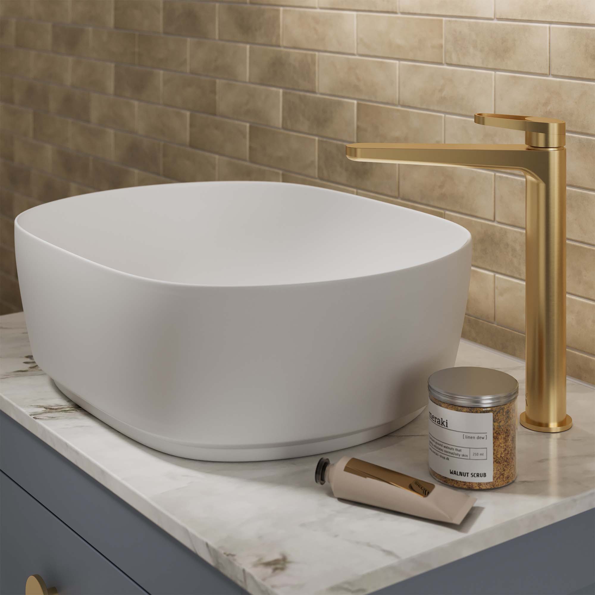 crosswater lazo tall basin monobloc tap brushed brass