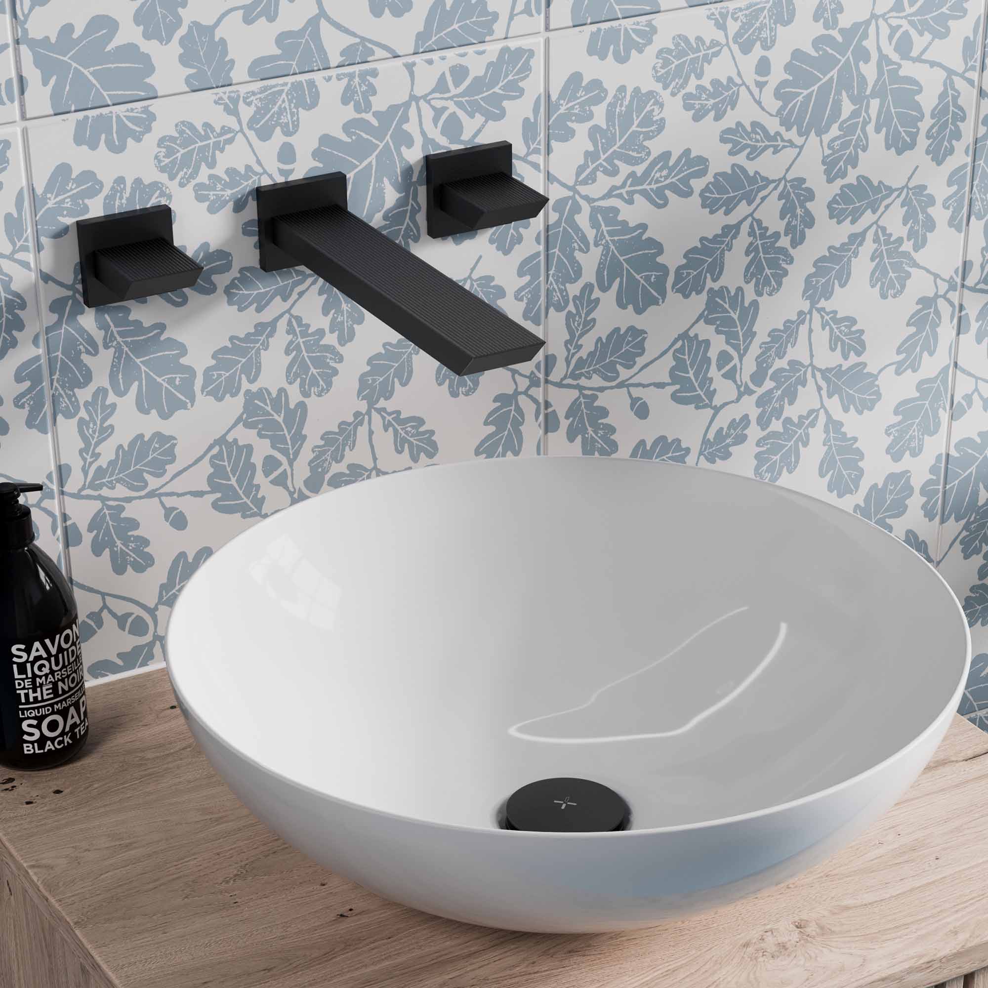 crosswater limit 3 hole wall mounted basin mixer tap matt black