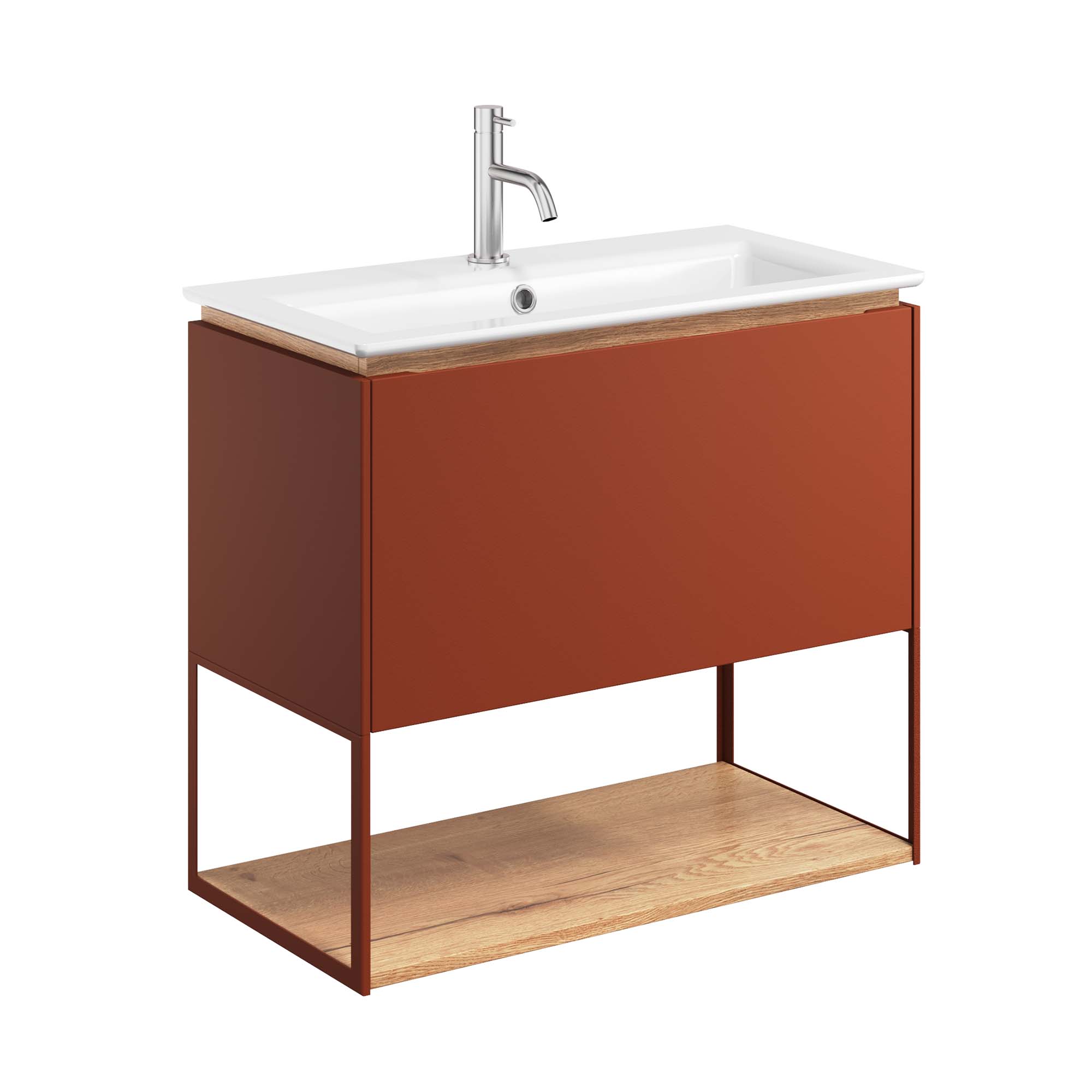 crosswater mada 700 wall mounted vanity unit with mineral marble basin shelf and frame soft clay