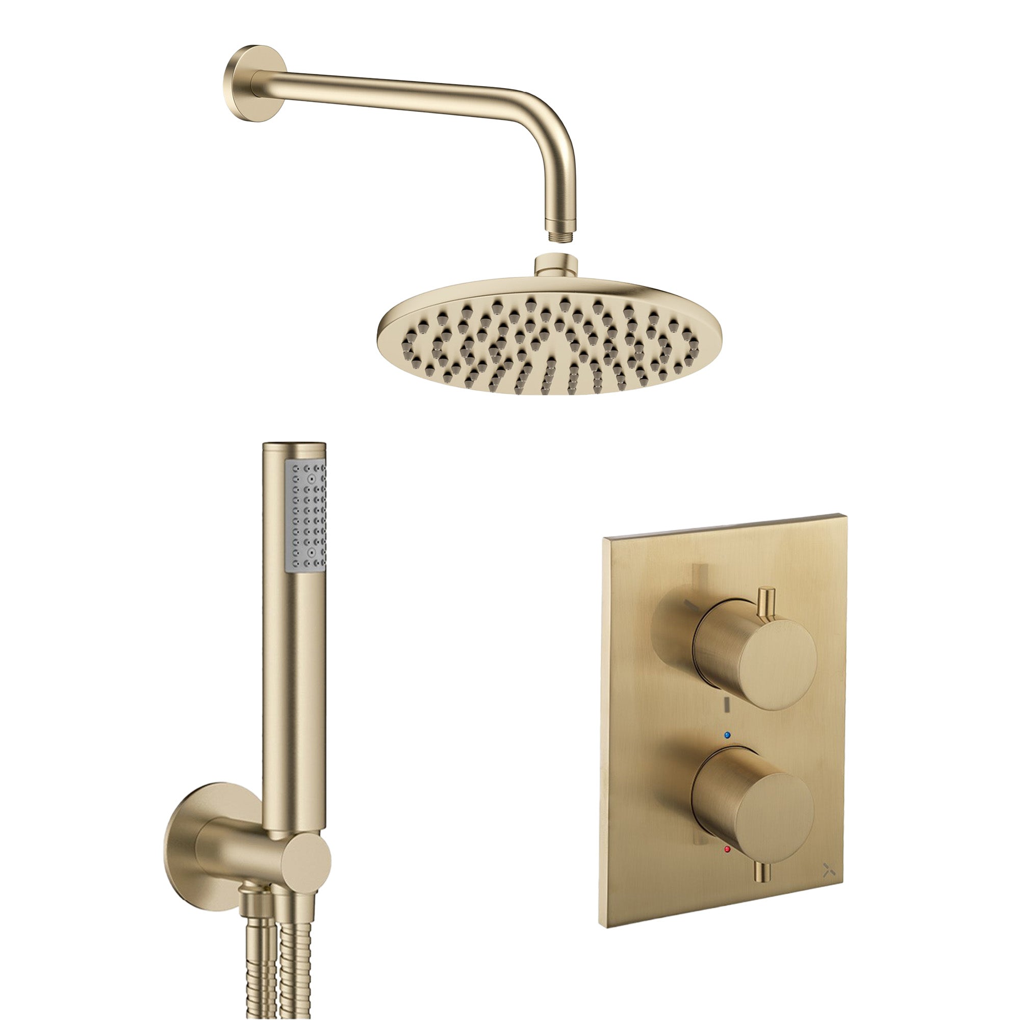 crosswater mpro 2 outlet 2 handle shower bundle brushed brass