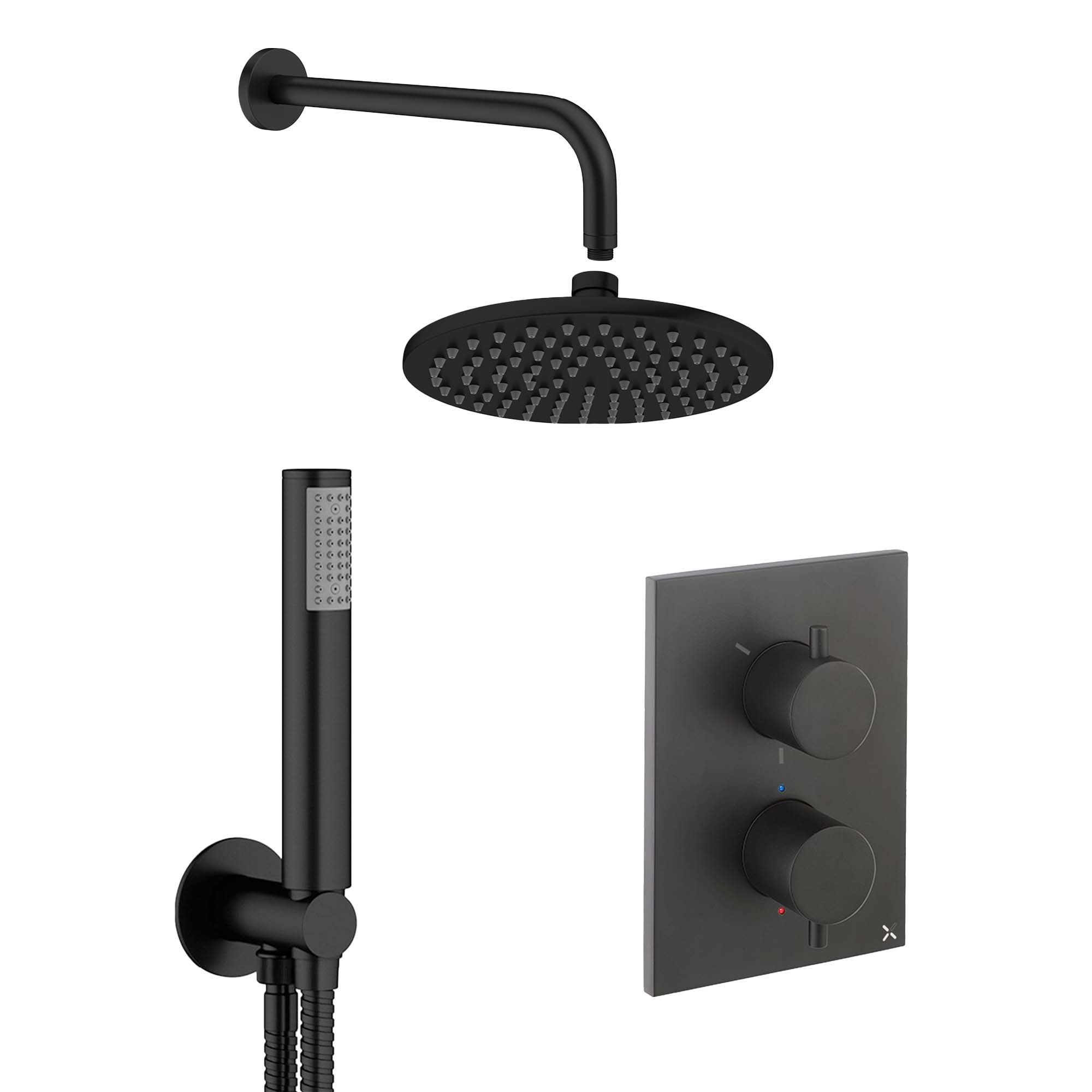 crosswater mpro 2 outlet 2 handle shower bundle matt black
