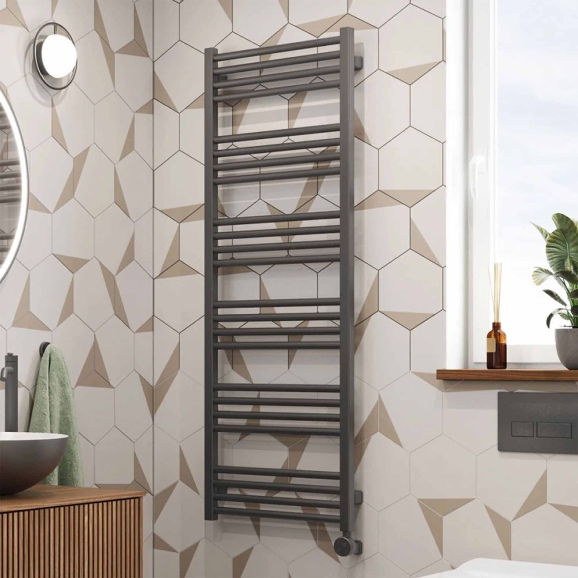 crosswater mpro all electric heated towel rail 480x1380mm slate