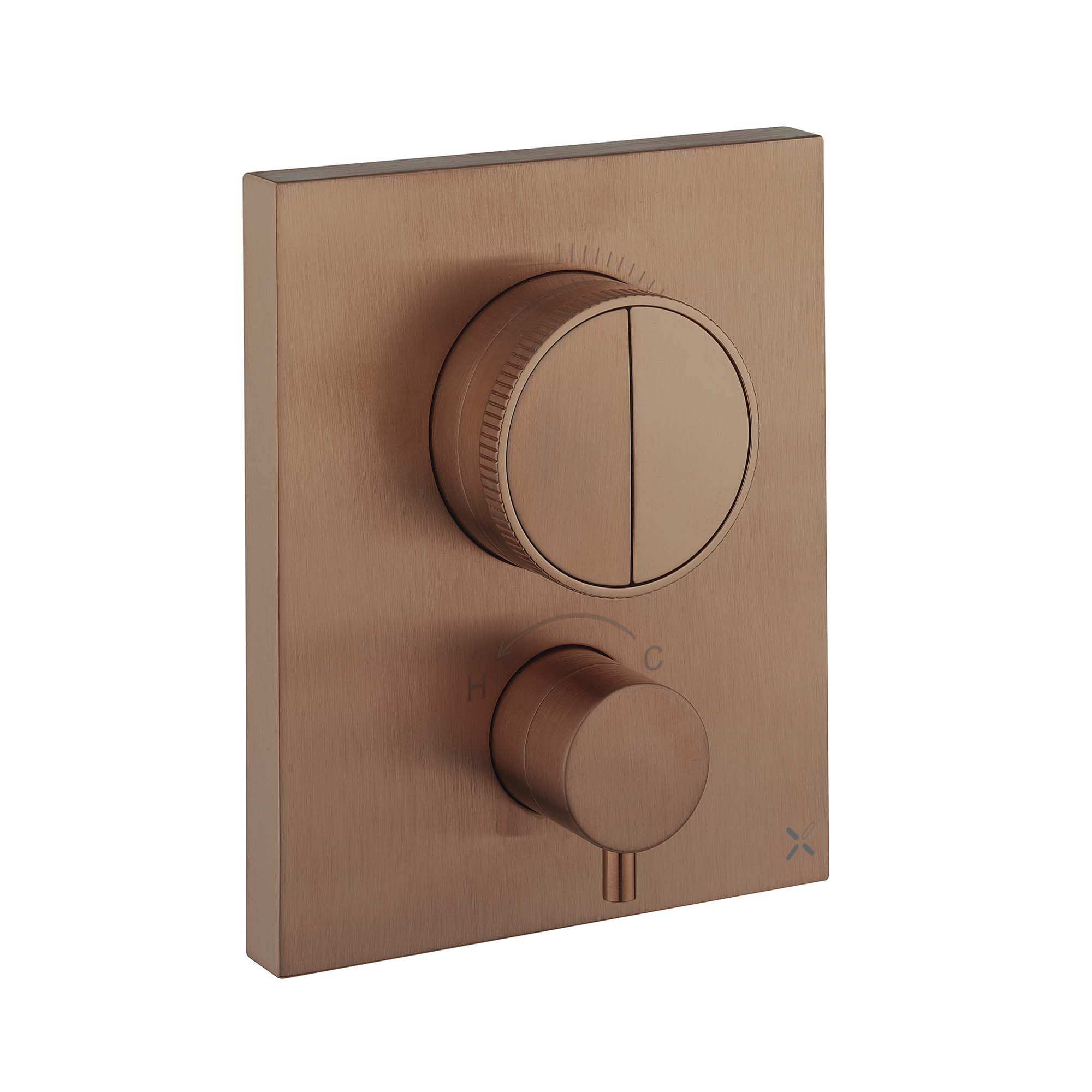 crosswater mpro crossbox push shower 2 output valve brushed bronze