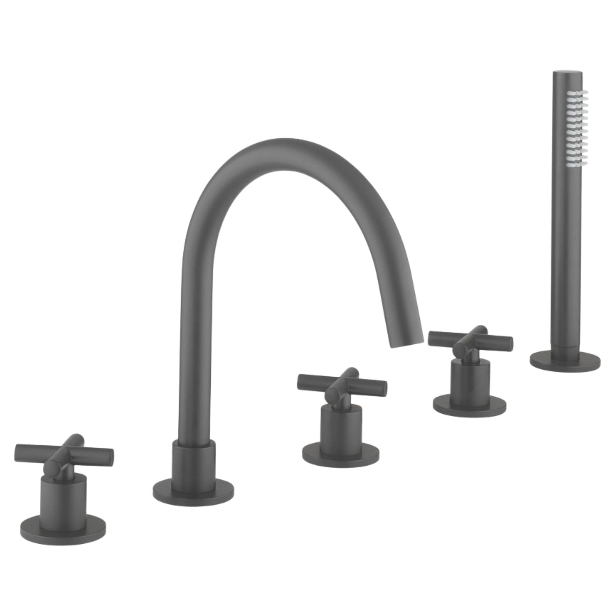 Crosswater MPRO Crosshead Highneck 5 Tap Hole Deck Mounted Bath Mixer with Shower Handset
