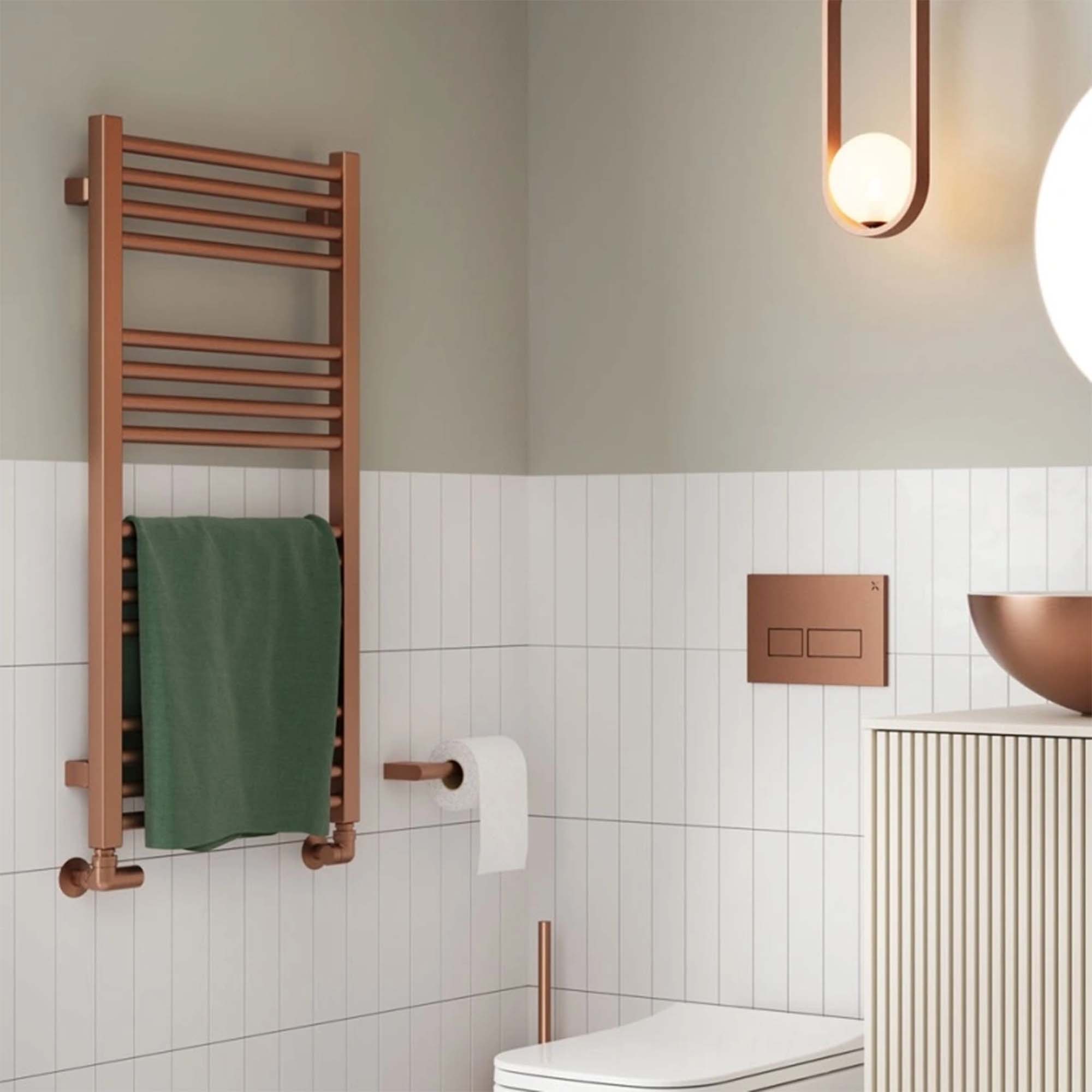 crosswater mpro heated towel rail 430x900mm brushed bronze