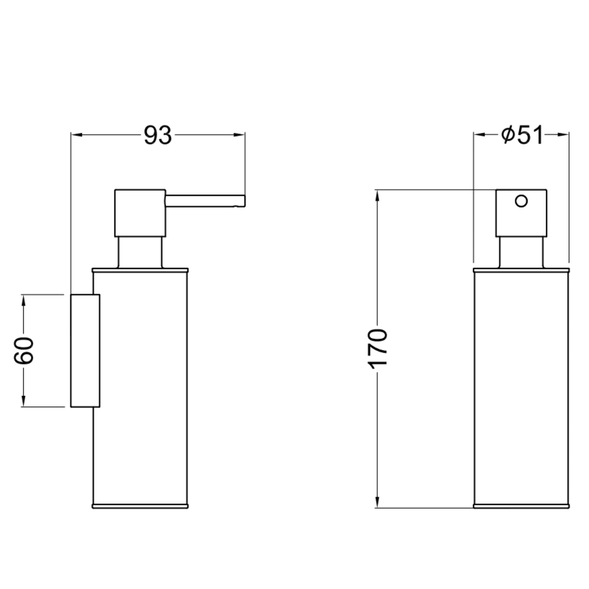 Crosswater MPRO Neue Soap Dispenser Technical Drawing