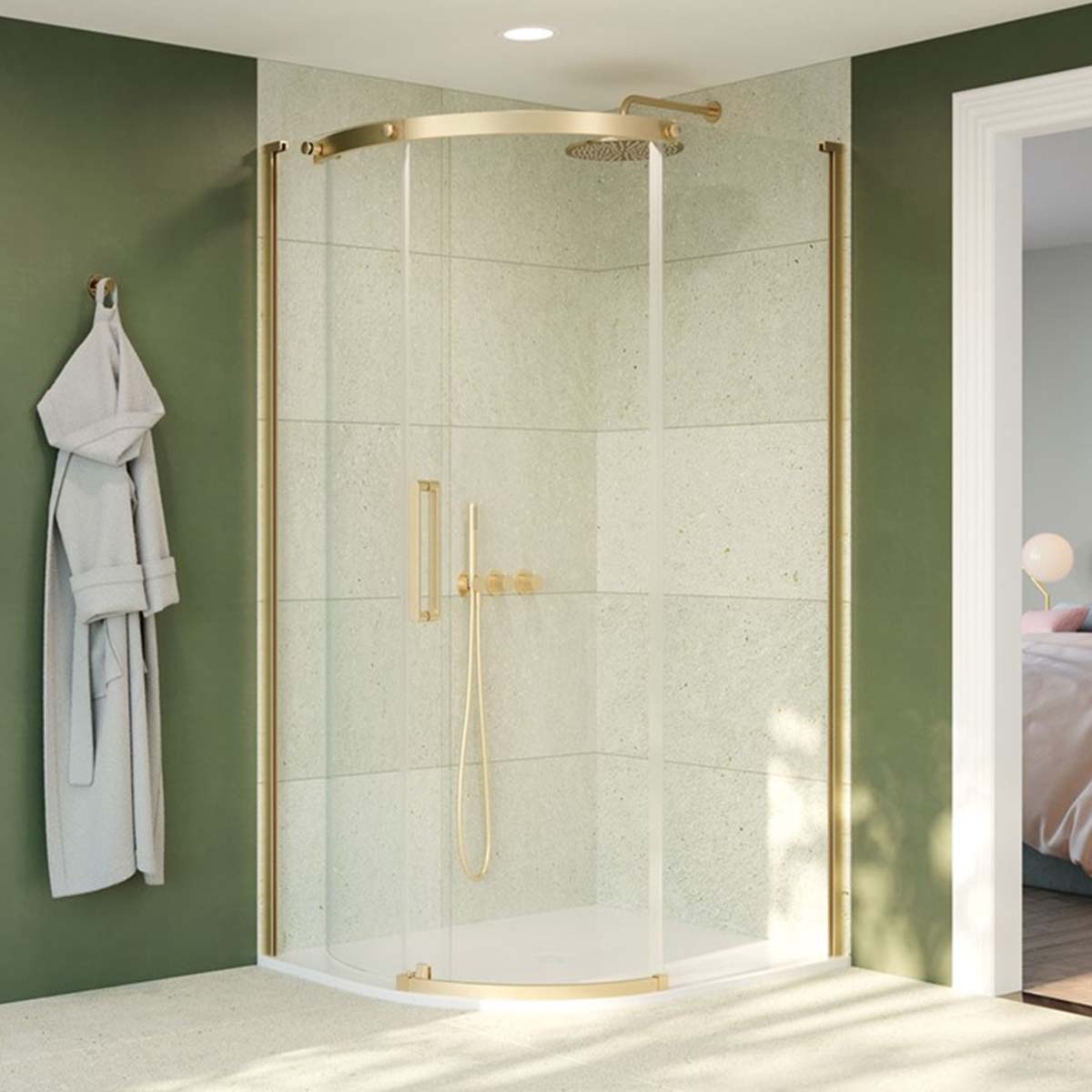 crosswater optix 10 offset quadrant shower door brushed brass