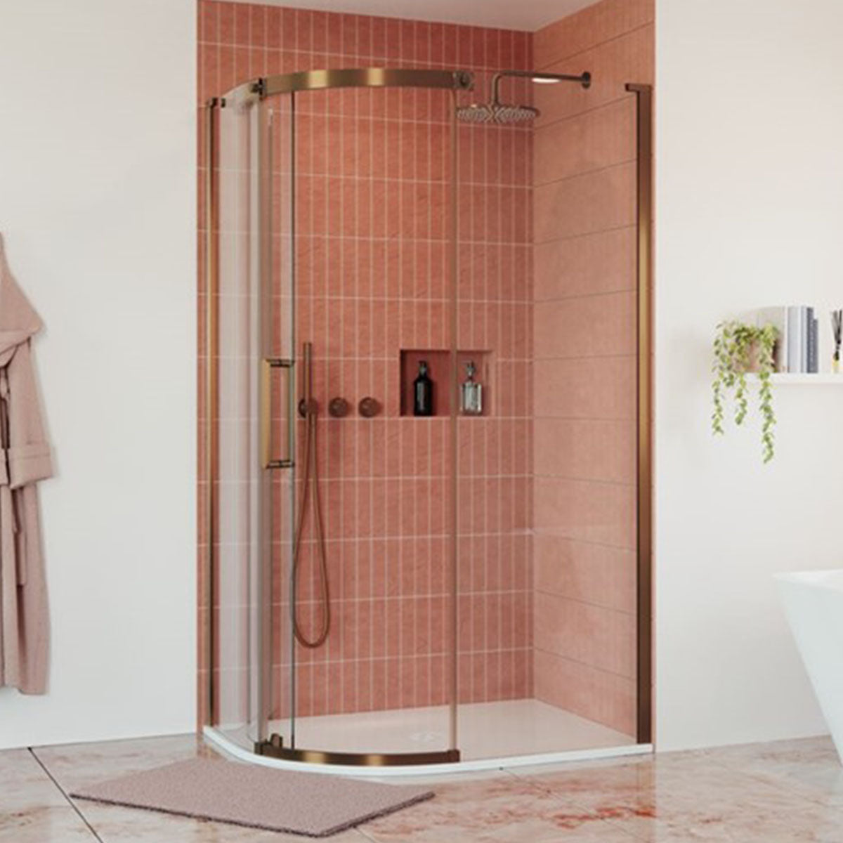 crosswater optix 10 offset quadrant shower door left hand brushed bronze