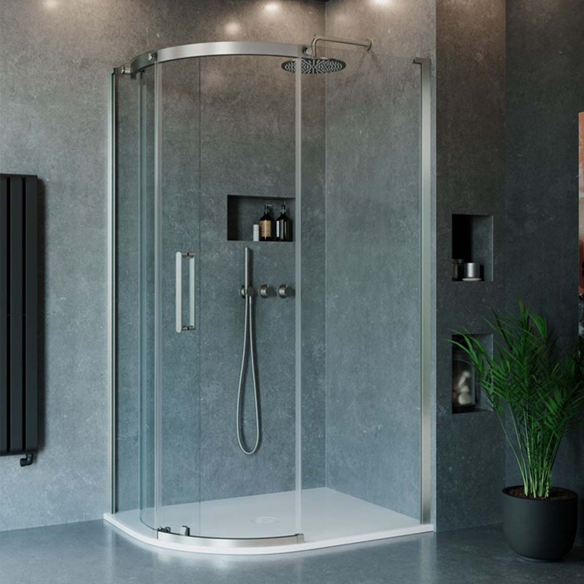 crosswater optix 10 offset quadrant shower door brushed stainless steel