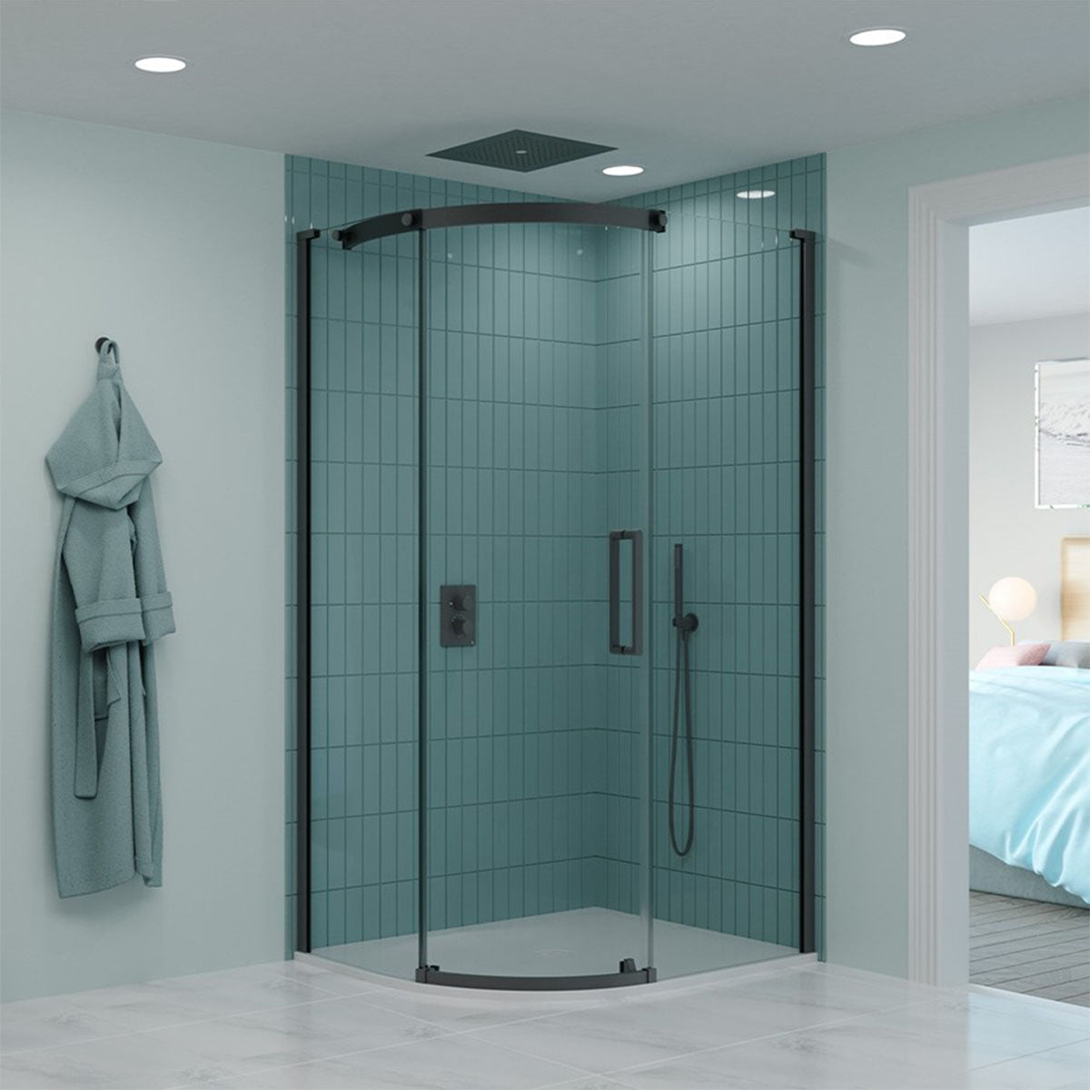 crosswater optix 10 offset quadrant shower door left hand slate grey