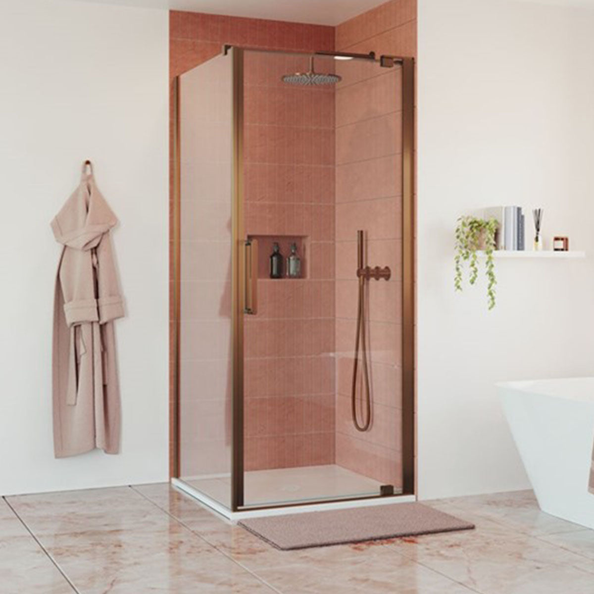 crosswater optix 10 pivot door with side panel brushed bronze