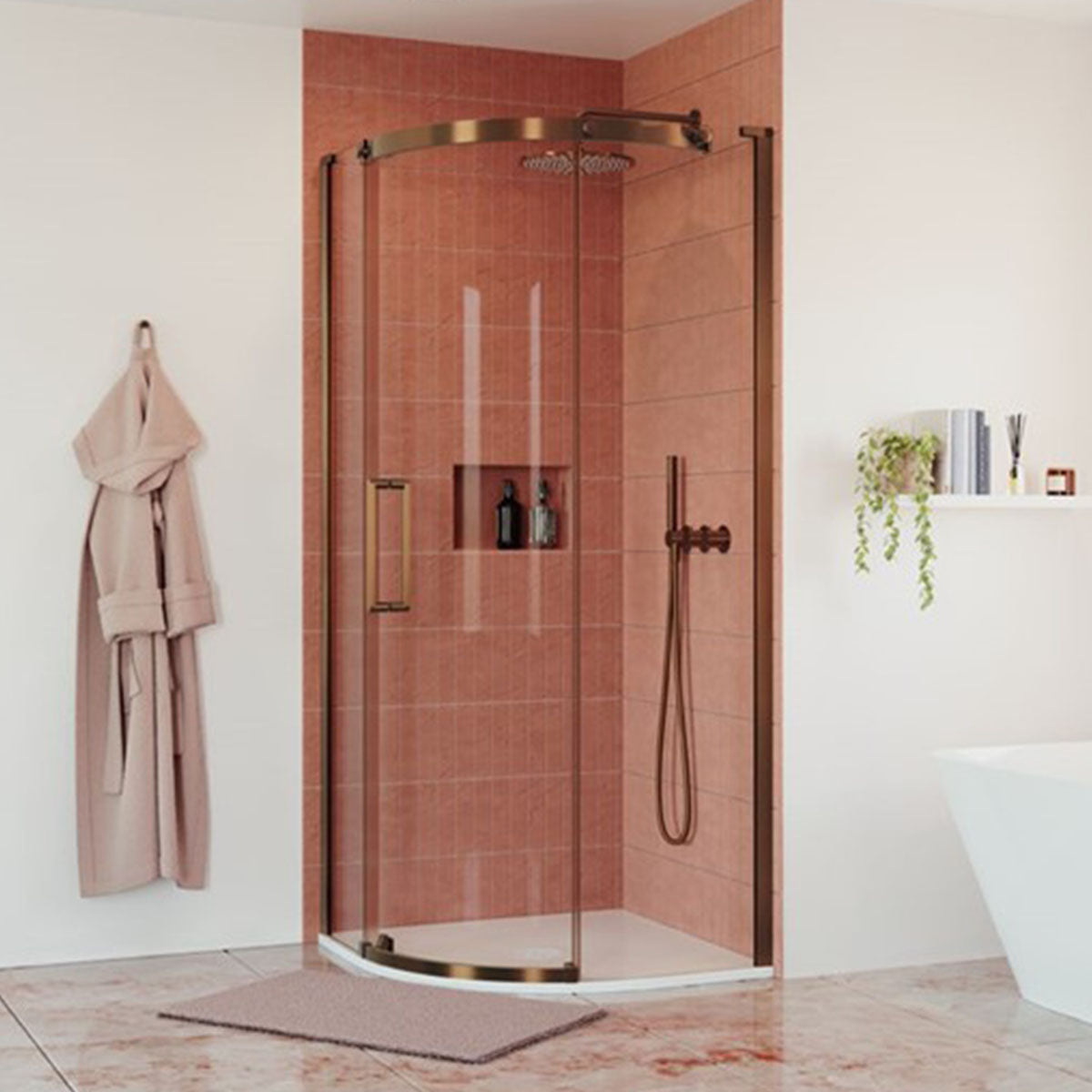crosswater optix 10 quadrant shower door brushed bronze