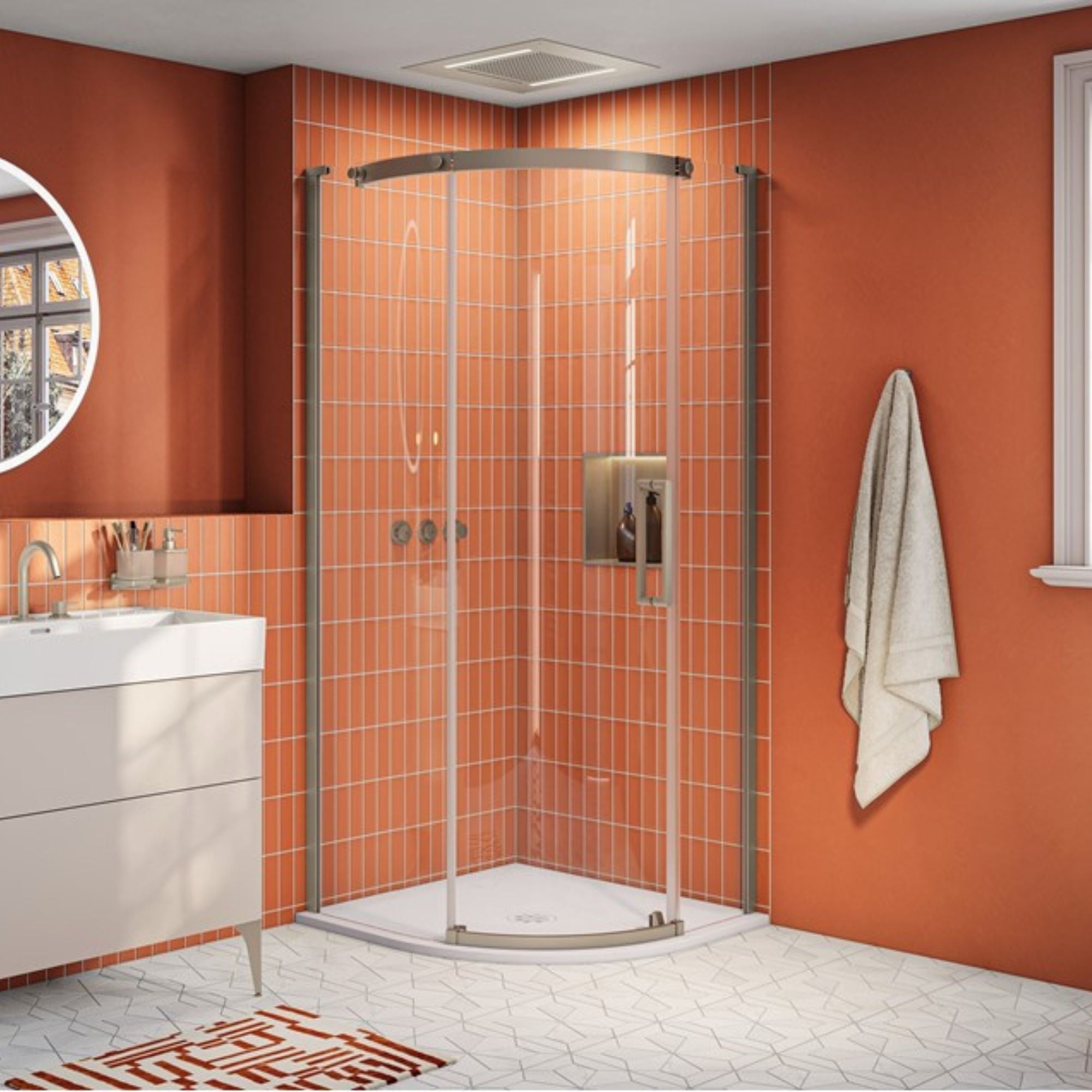 crosswater optix 10 quadrant shower door brushed stainless steel