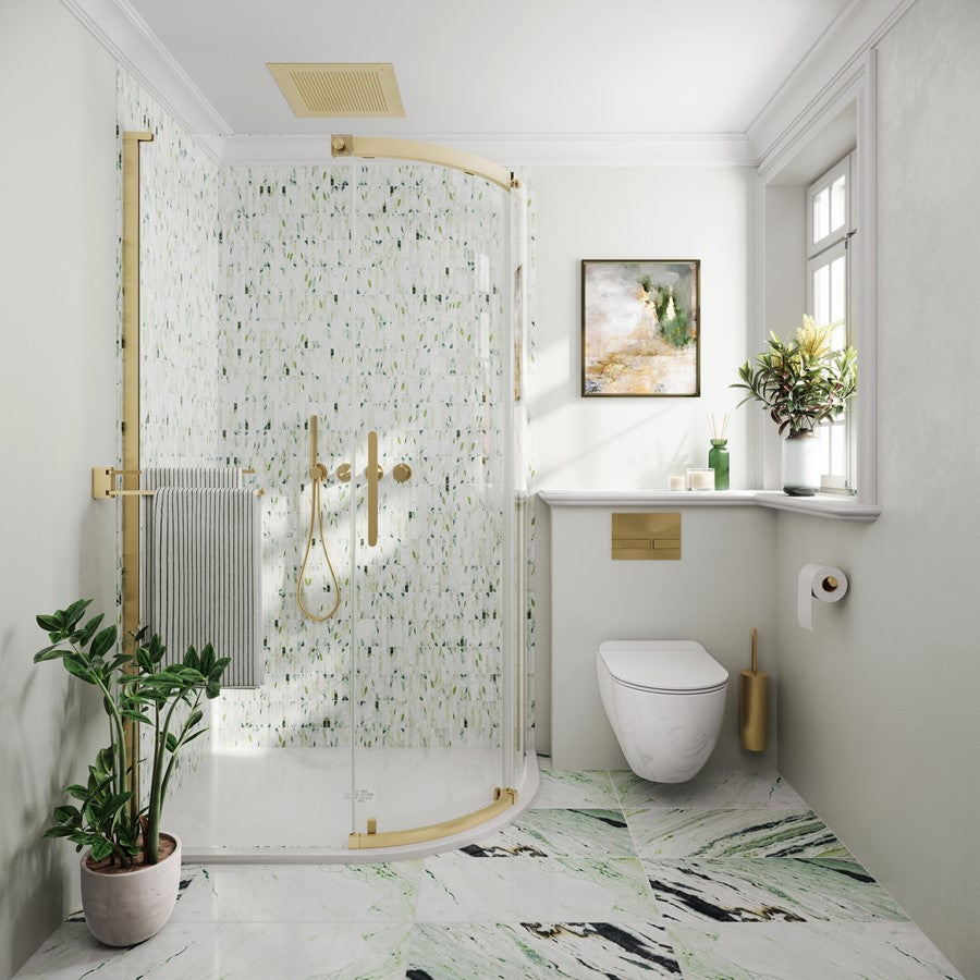 crosswater optix 10 offset quadrant shower door right hand brushed brass