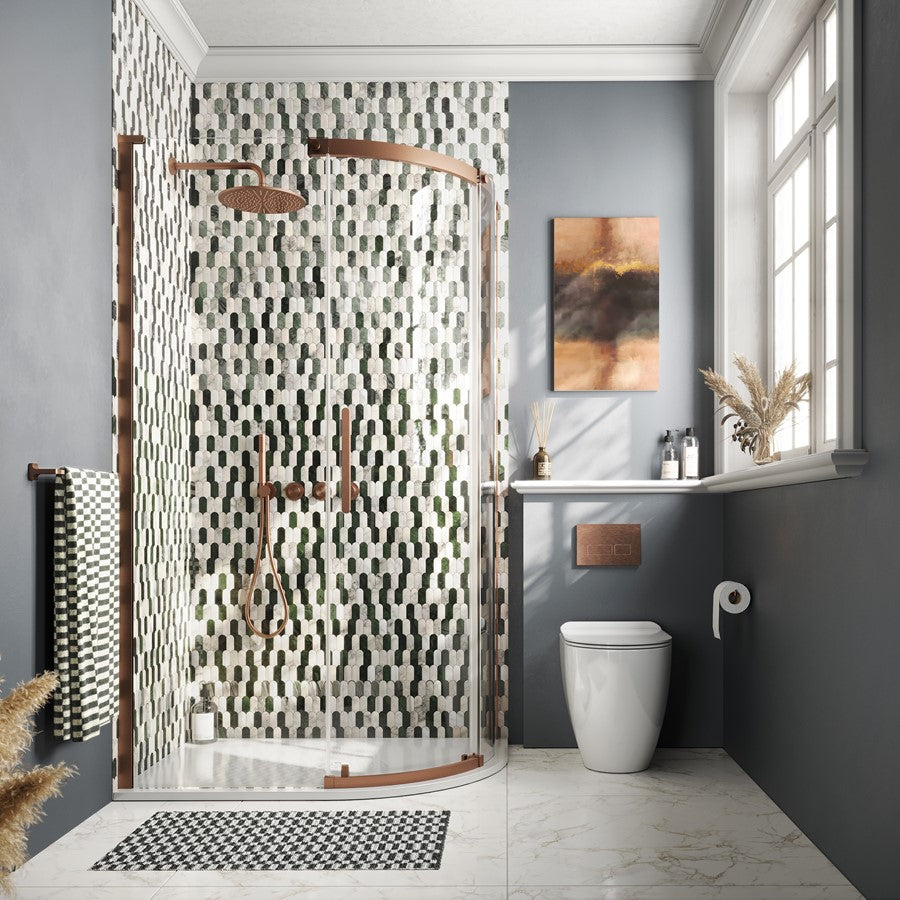 crosswater optix 10 offset quadrant shower door right hand brushed bronze