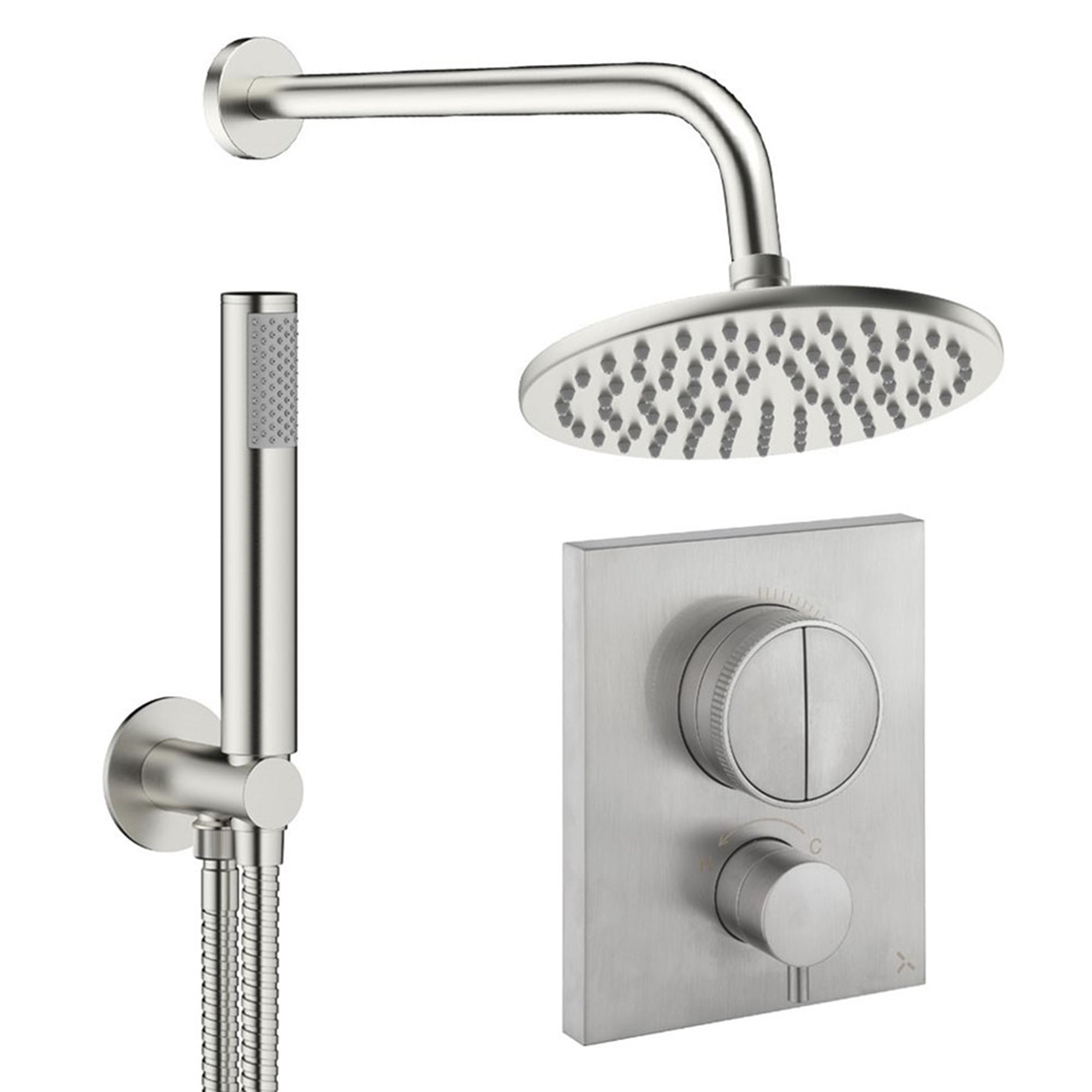 crosswater push shower set 1 200mm brushed nickel