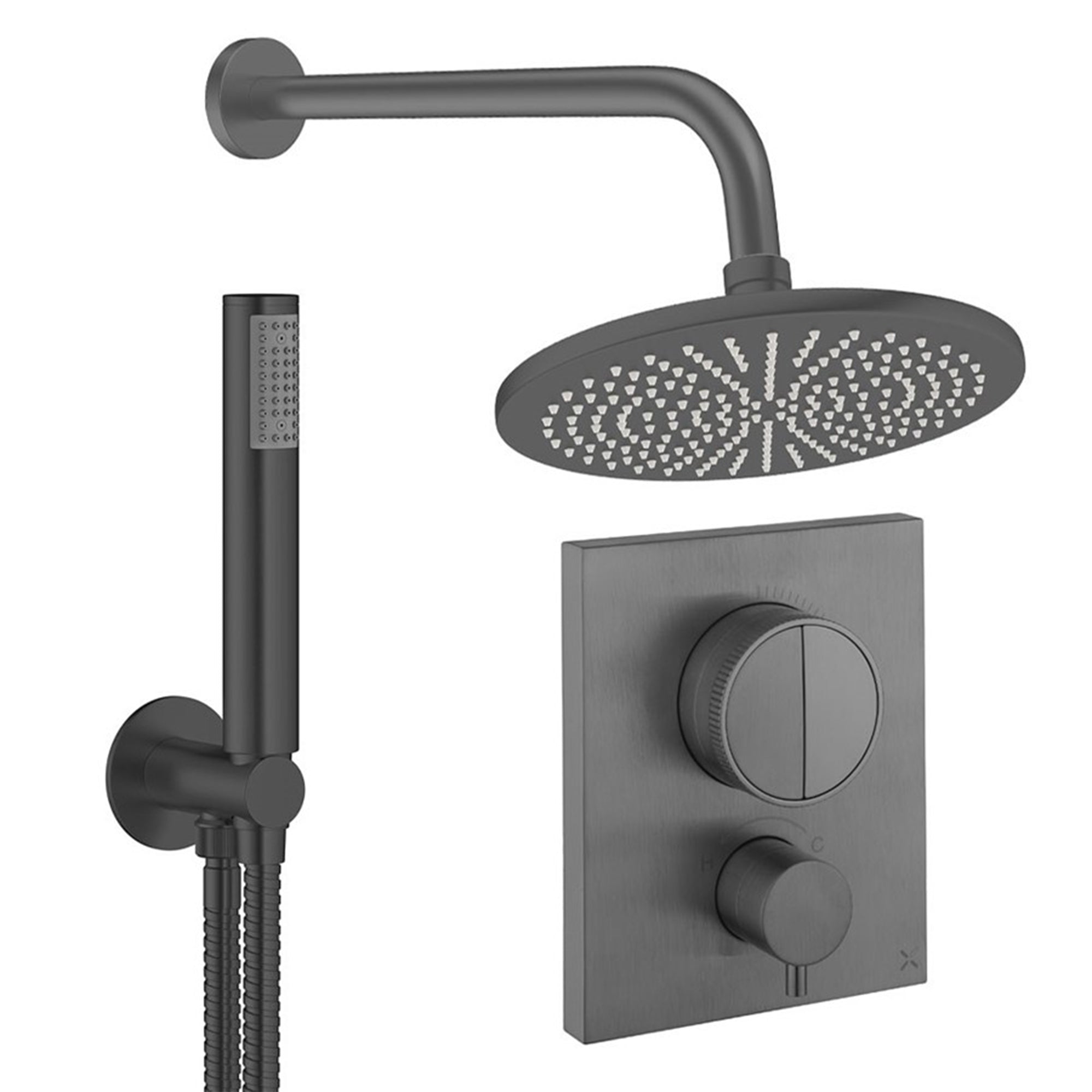 crosswater push shower set 1 300mm slate