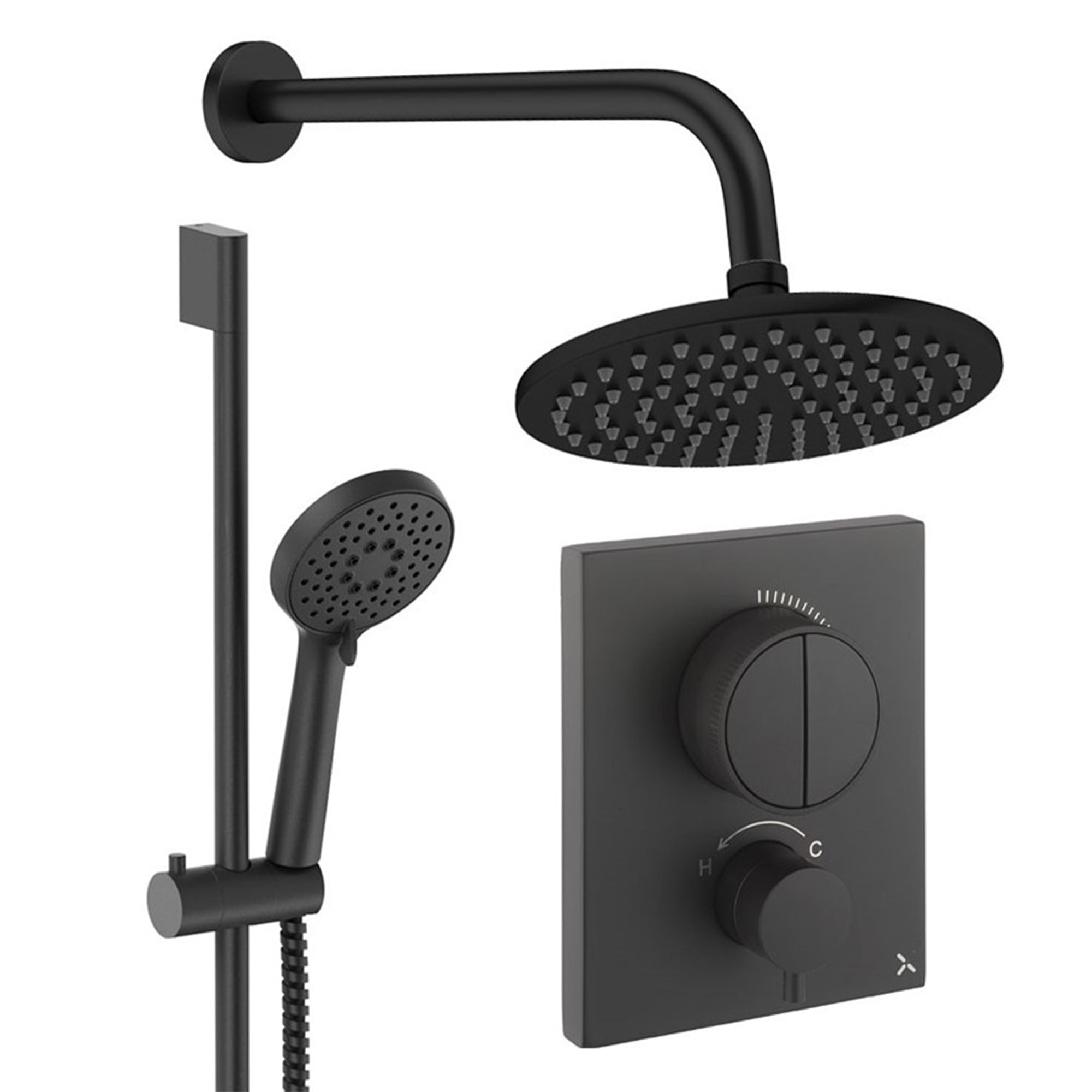crosswater push shower set 2 200mm matt black