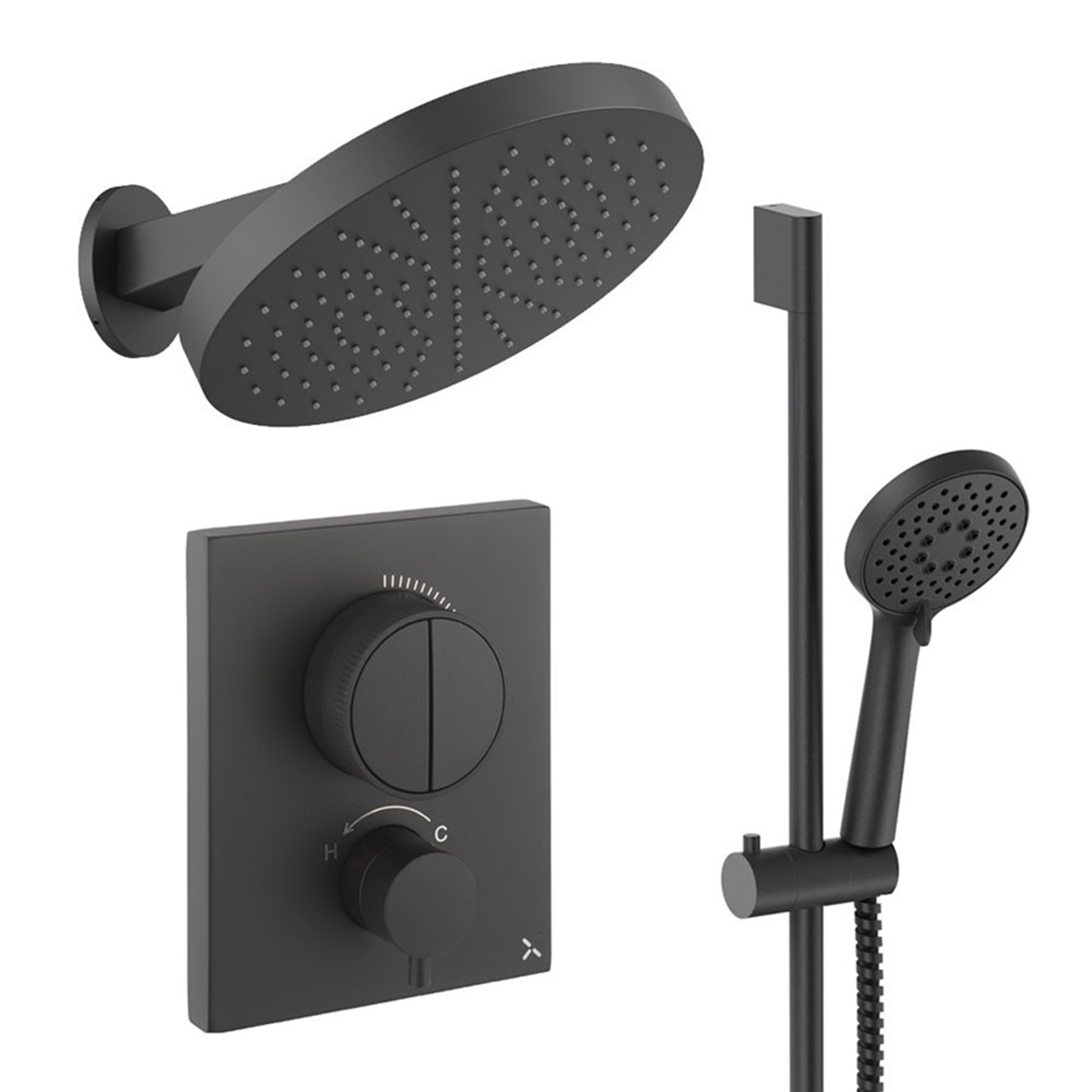 crosswater push shower set 5 matt black