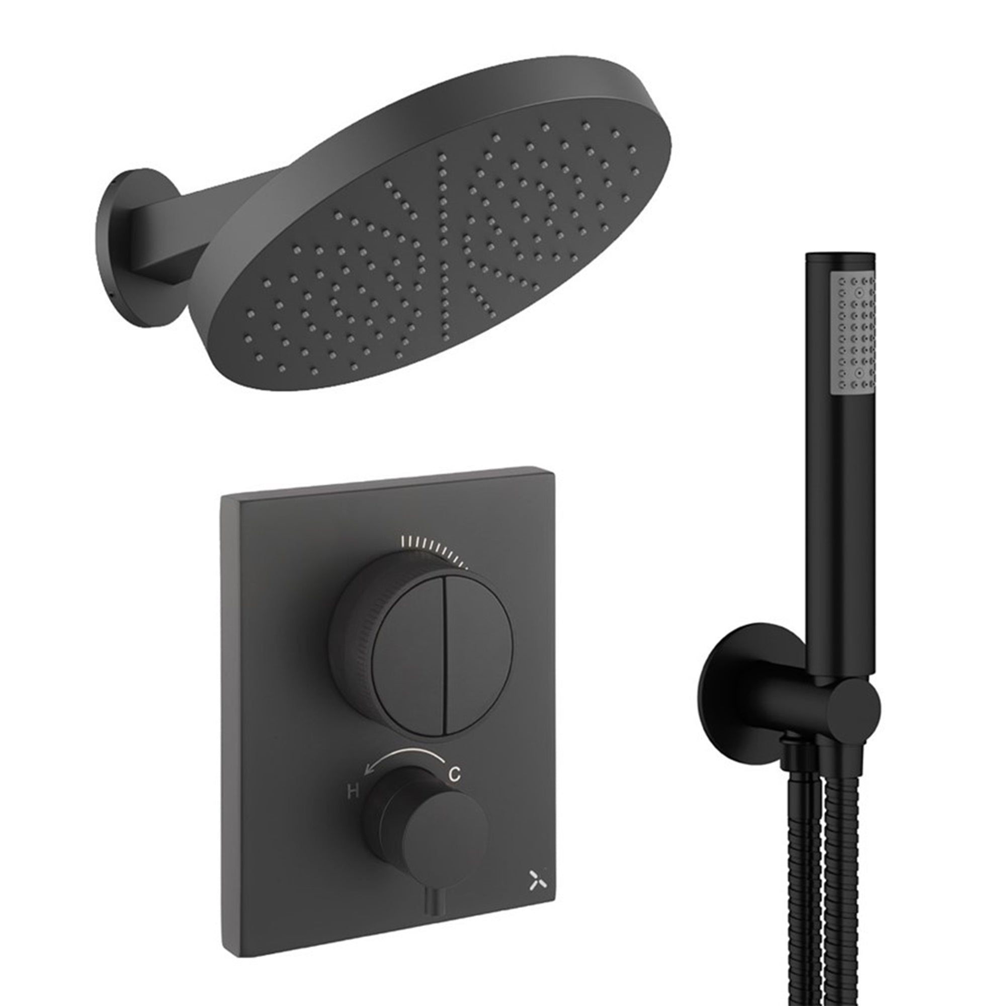 crosswater push shower set 6 matt black