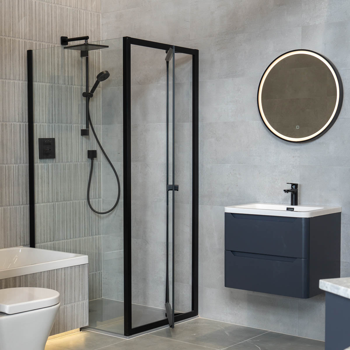 Crosswater Clear 6 Infold Shower Door & Side Panel - Matt Black