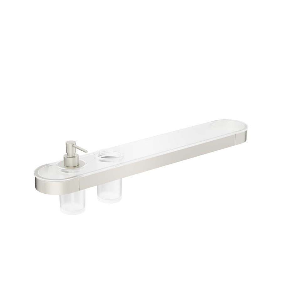 Crosswater Velo Round Tray Soap Dispenser & Tumbler Holder Deluxe Bathrooms