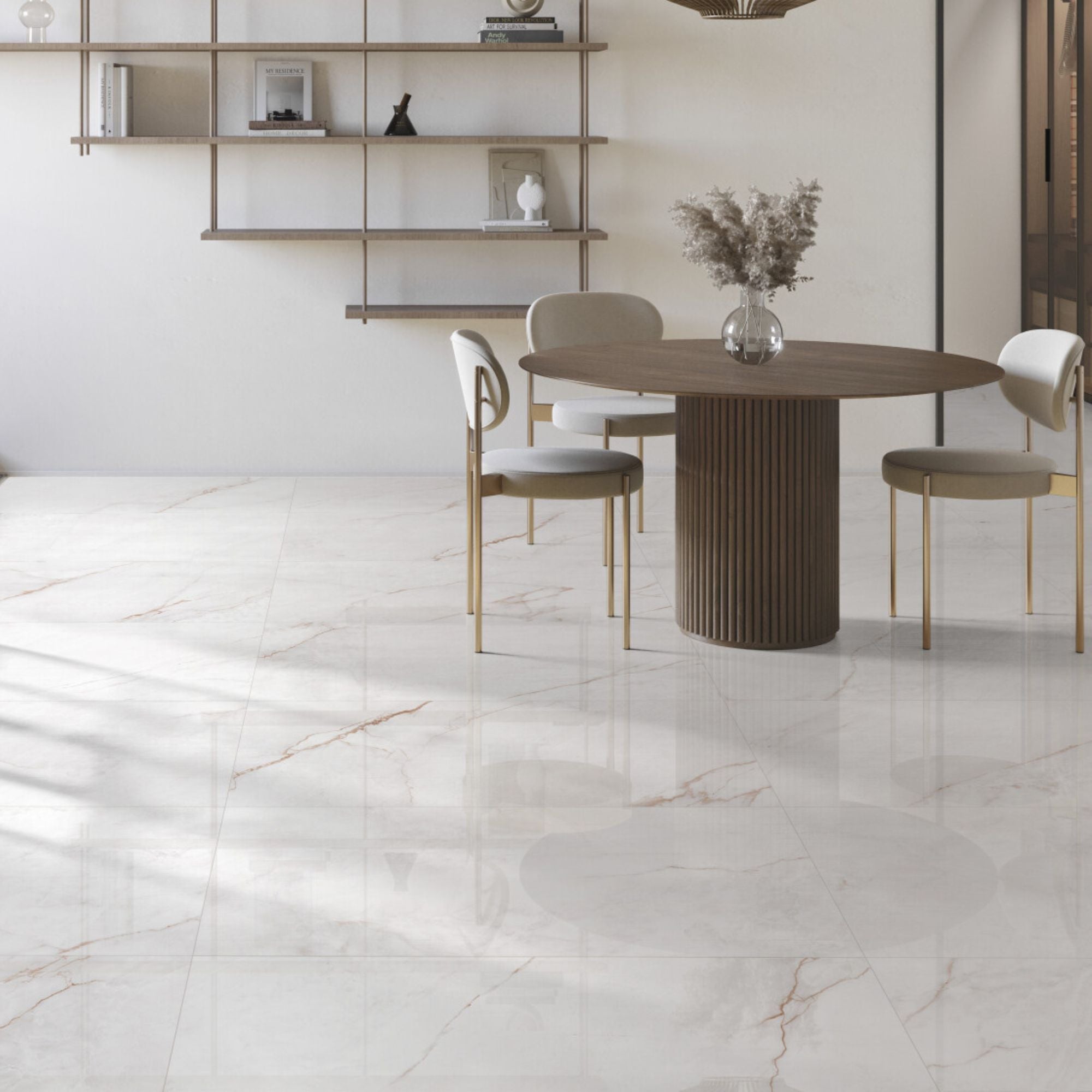 Dahlia White 4D Marble Effect Porcelain Tile 60x120cm Polished Deluxe Bathrooms