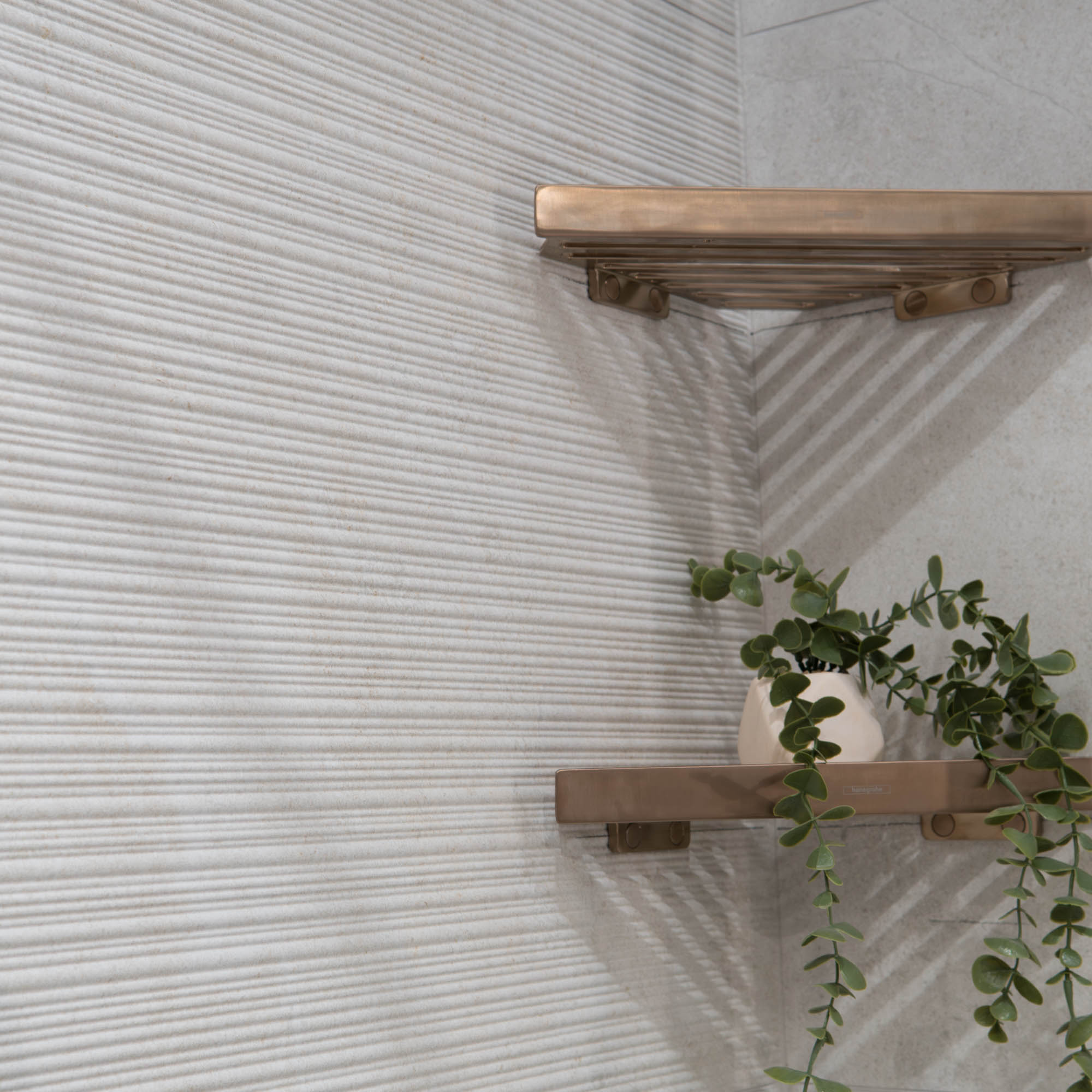 Deluxe Limestone White Line Decor Stone Effect Porcelain Tile