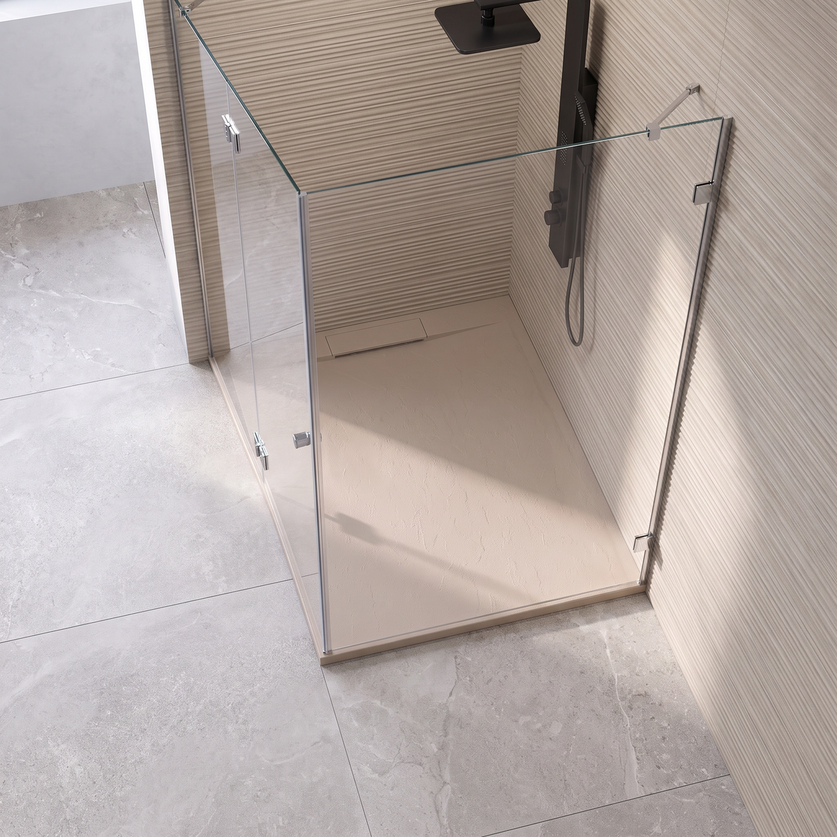 Deluxe Rectangle Slate Shower Tray in Sand Colour