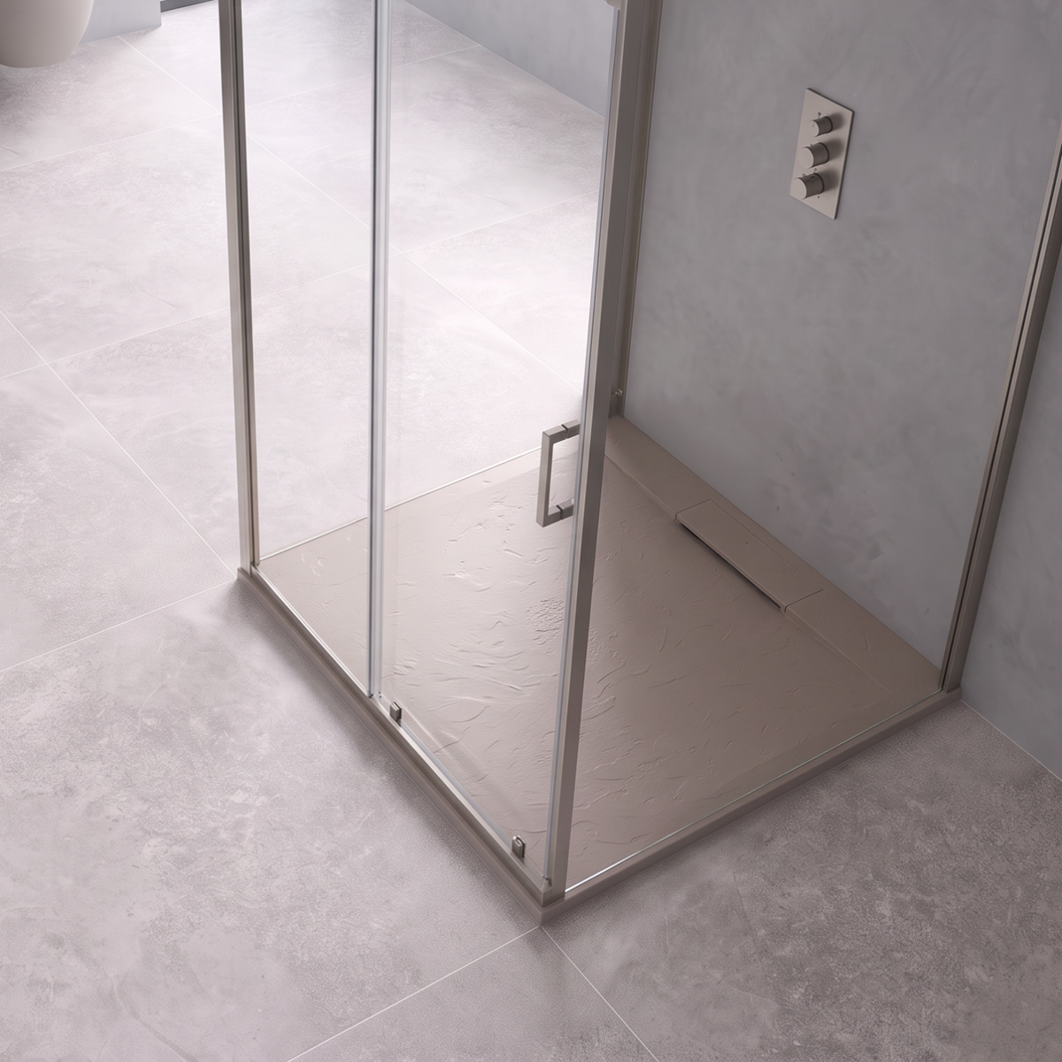 Serenity Square Non-Slip Slate Shower Tray - sand