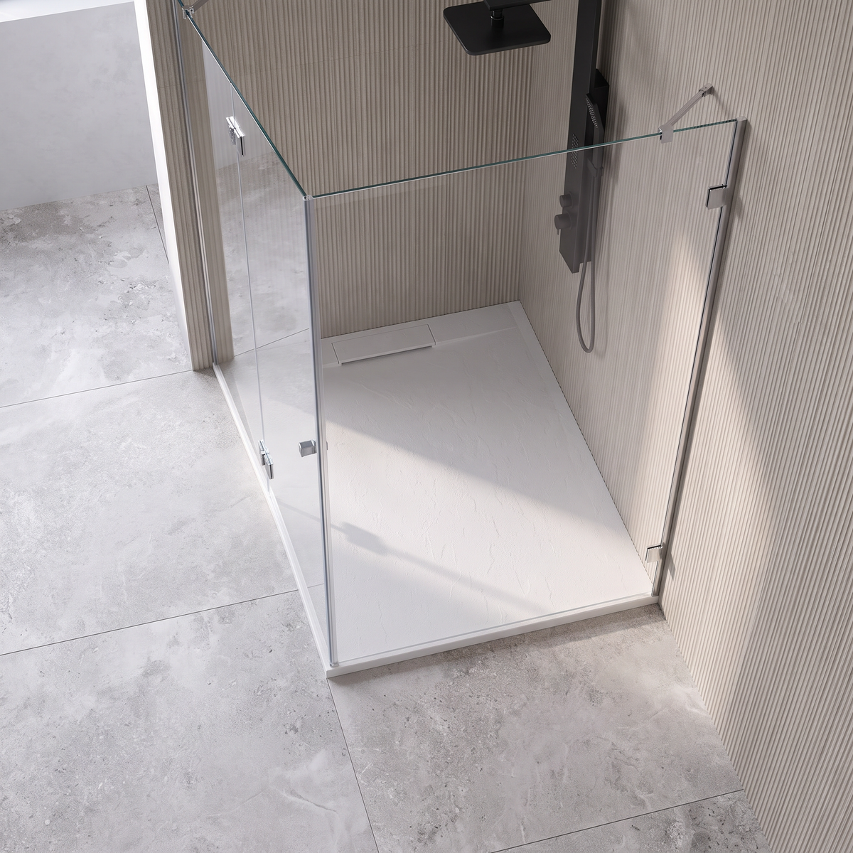 Deluxe Rectangle Slate Shower Tray in White Colour