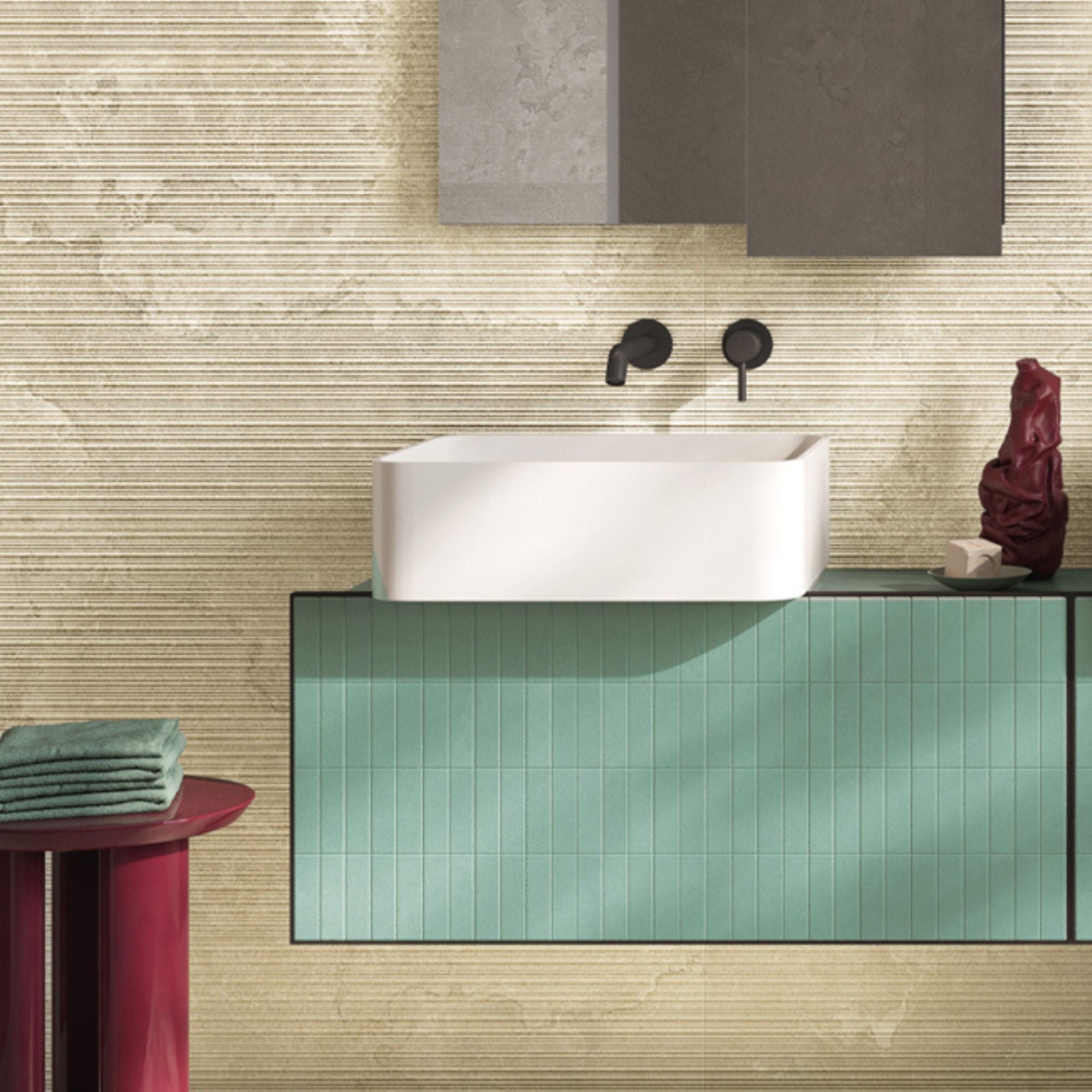 Dorset Beige Fluted Decor Cross Cut Porcelain Tile 60x120cm Matt