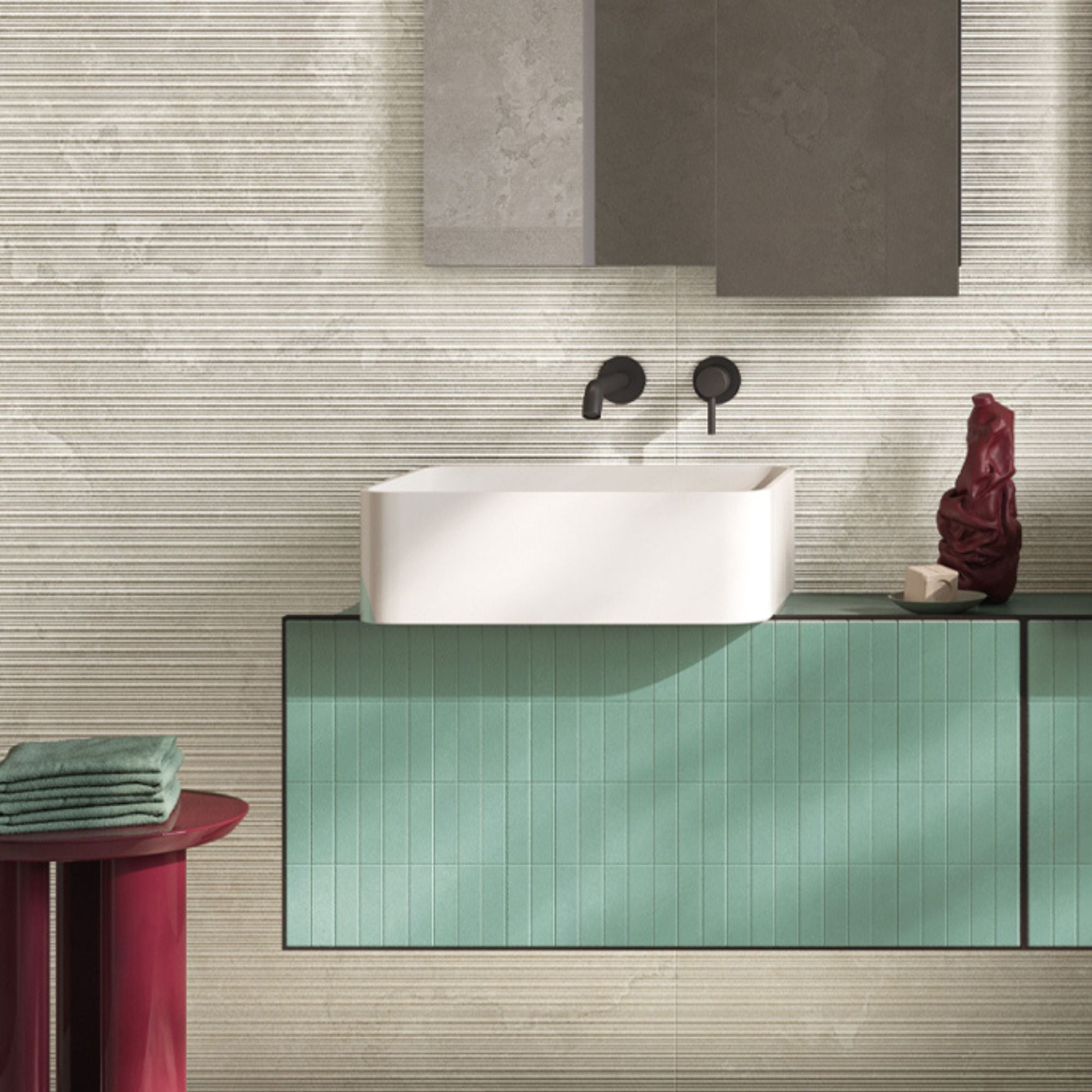 Dorset Bianco Fluted Decor Cross Cut Porcelain Tile 60x120cm Matt