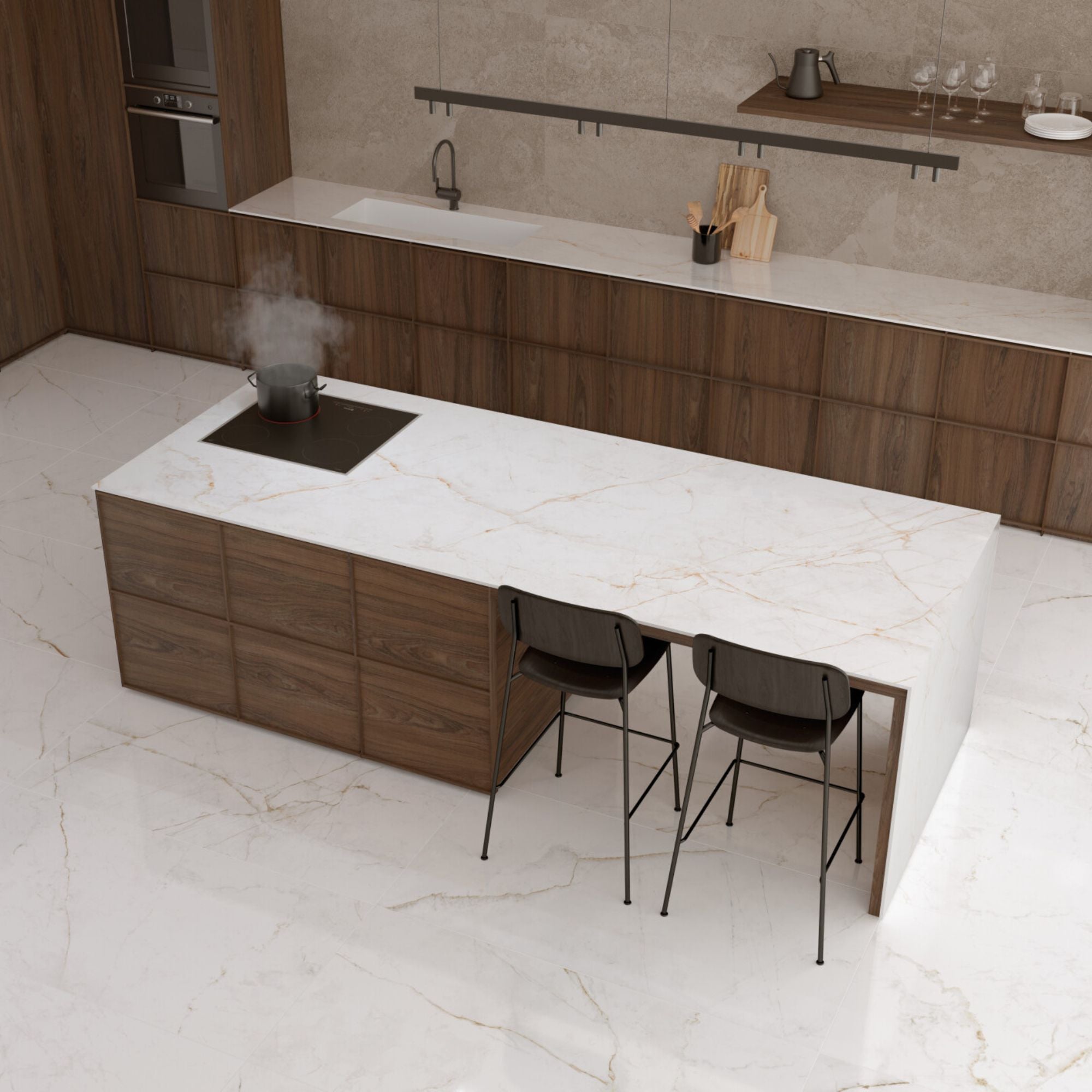 Dual White 4D Marble Effect Porcelain Tile 60x120cm Matt Deluxe Bathrooms