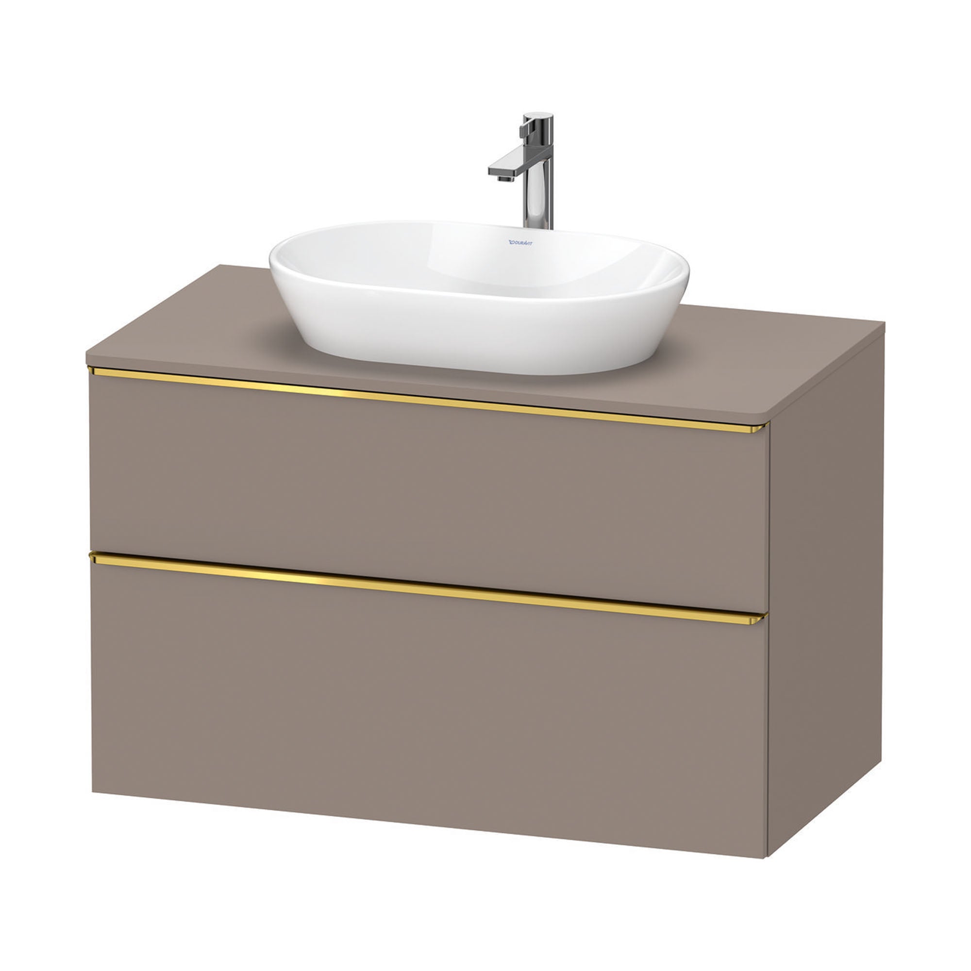 duravit d-neo 1000 wall mounted vanity unit with worktop basalt gold handles