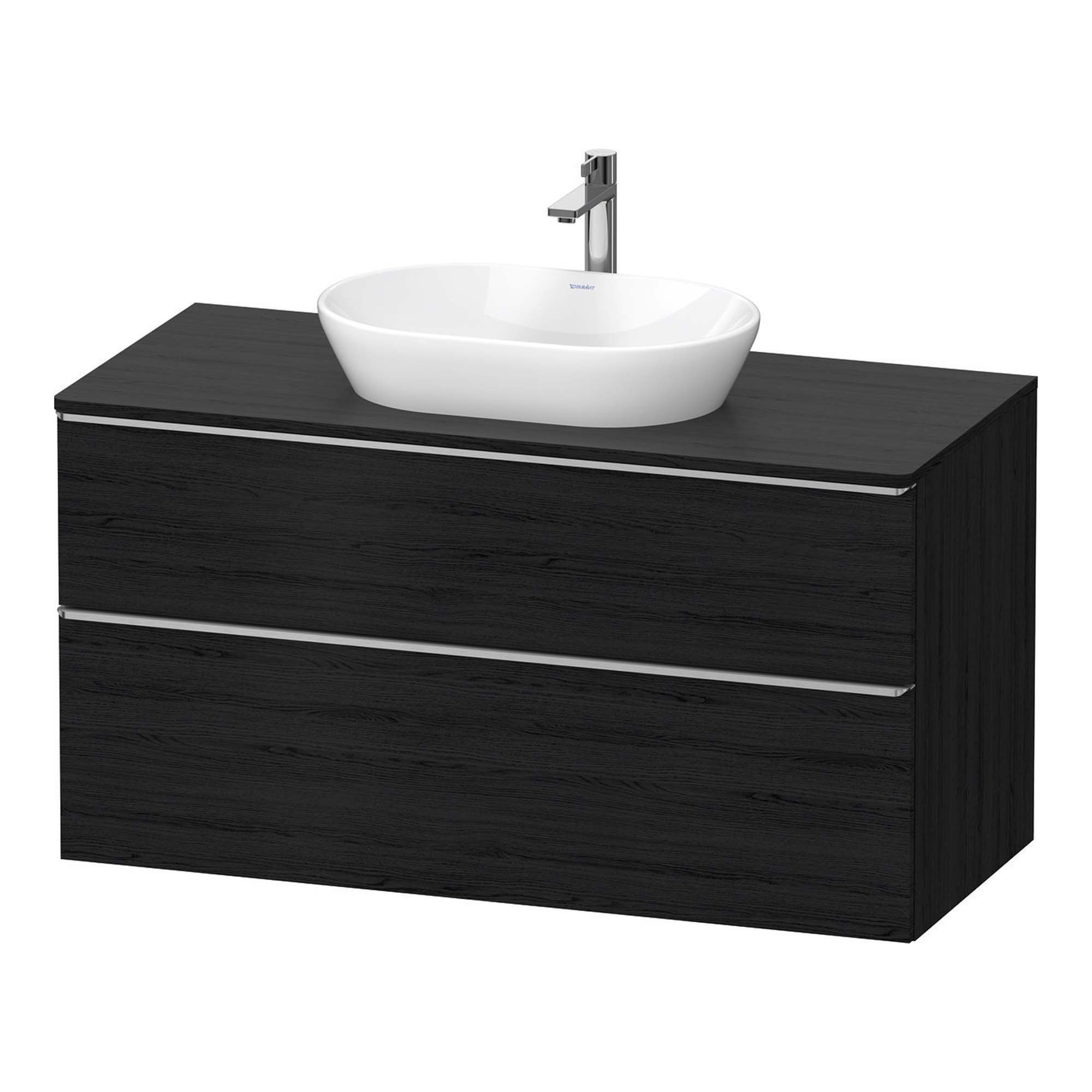 duravit d-neo 1200 wall mounted vanity unit with worktop black oak stainless steel handles